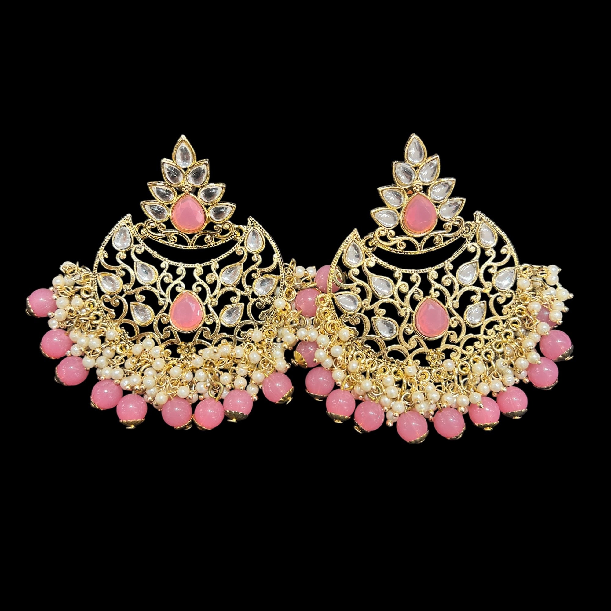 Pink Chandbali Earrings - Vintage India NYC