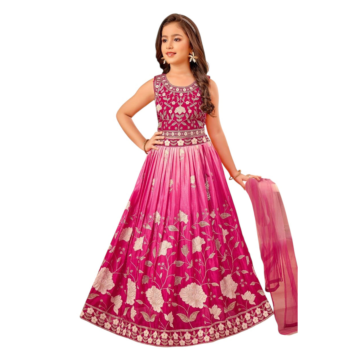 Girls Floral Lehenga Set -2 Colors