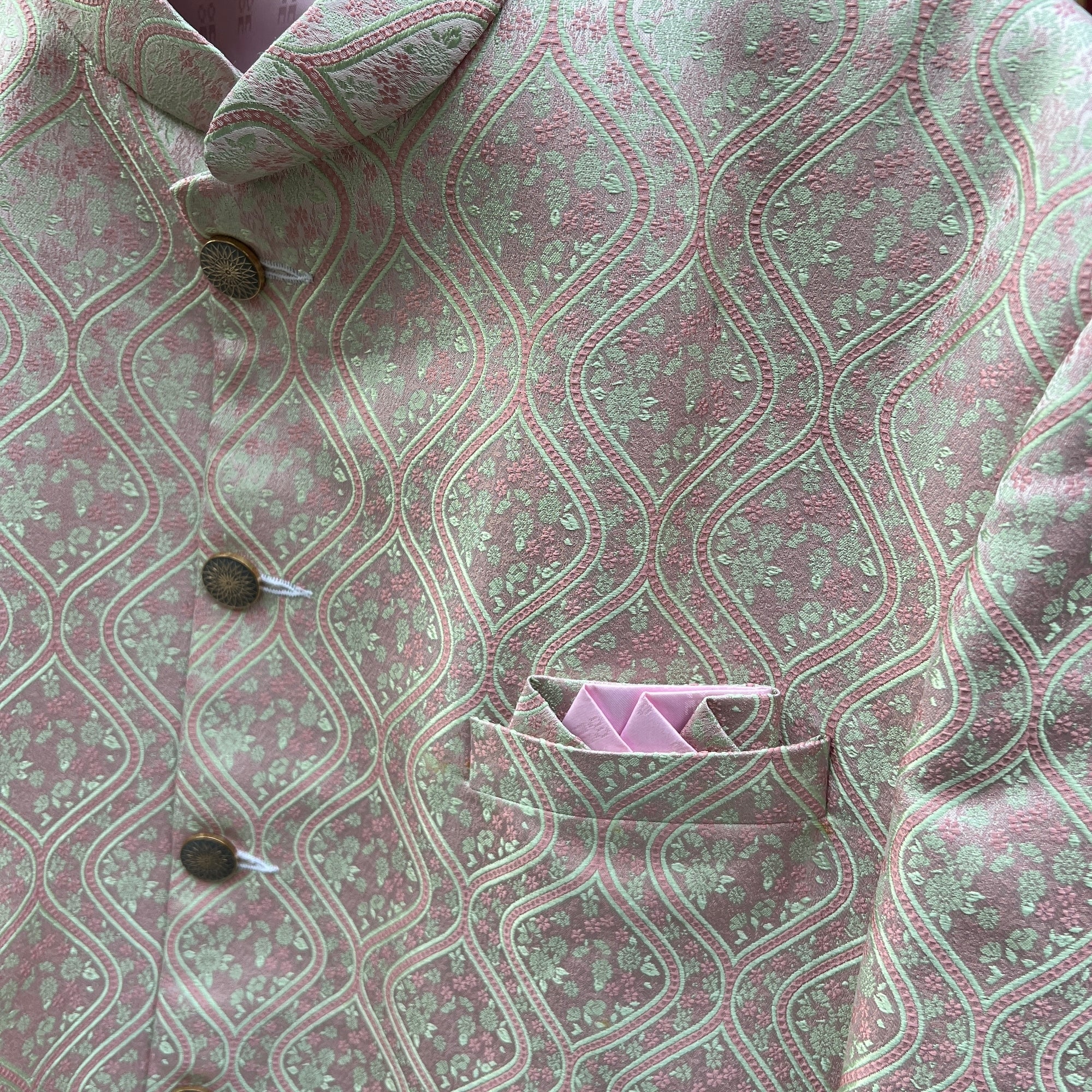 Pink & Mint OG Jodhpuri Jacket - Vintage India NYC