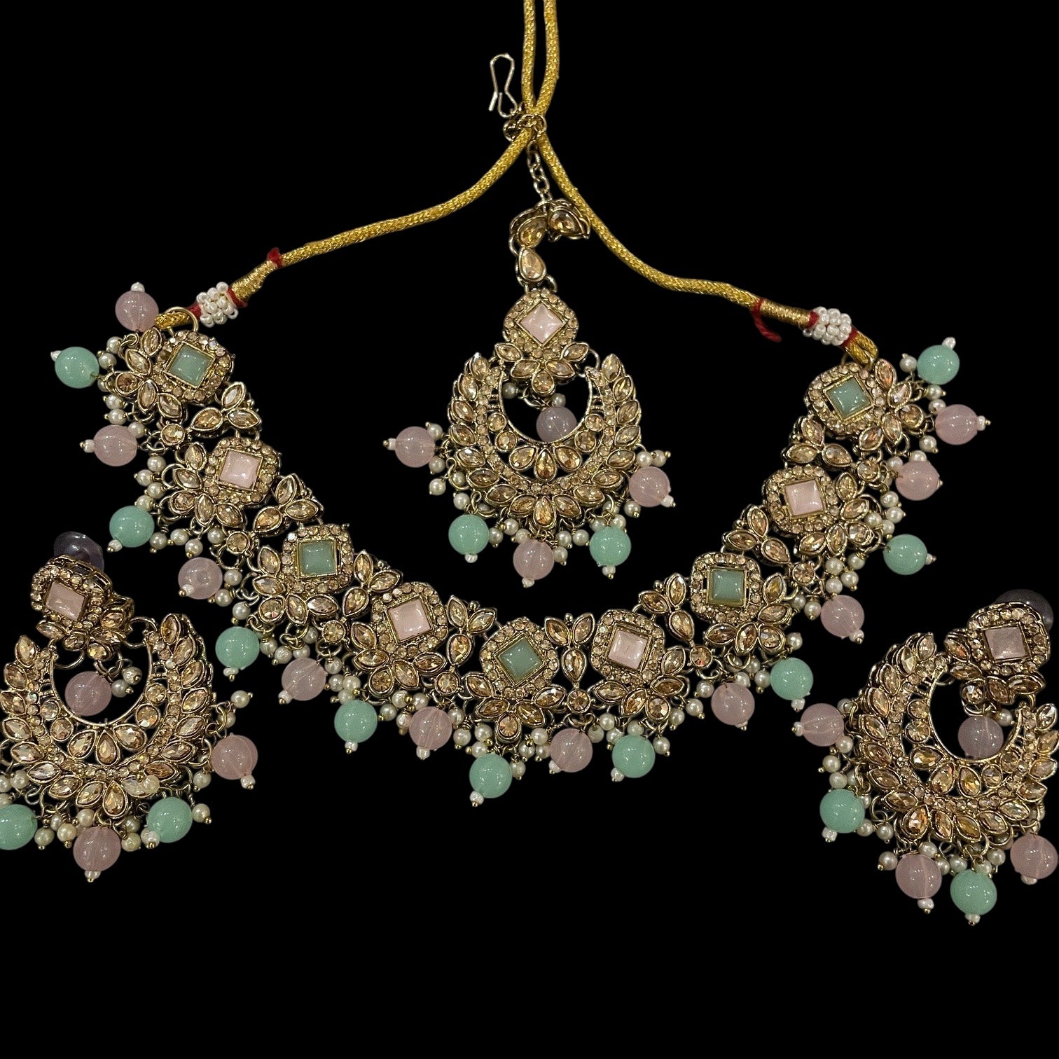 DT Chandbali Diamond Necklace Sets-Many Colors