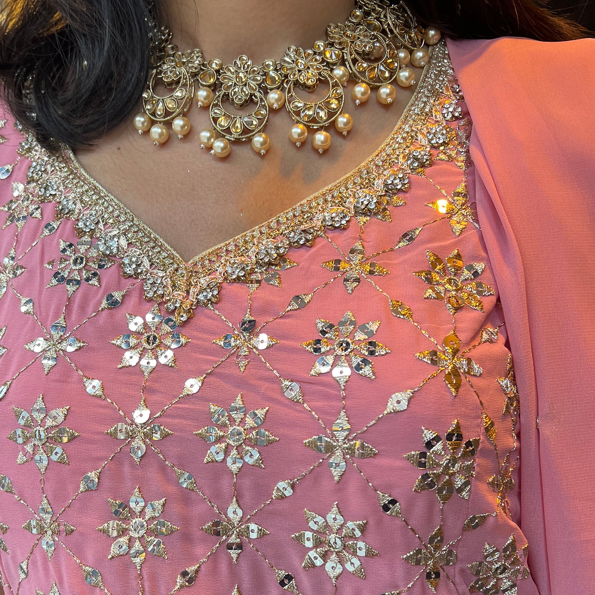 Pastel Sequin Flower Sharara Sets-2 Colors