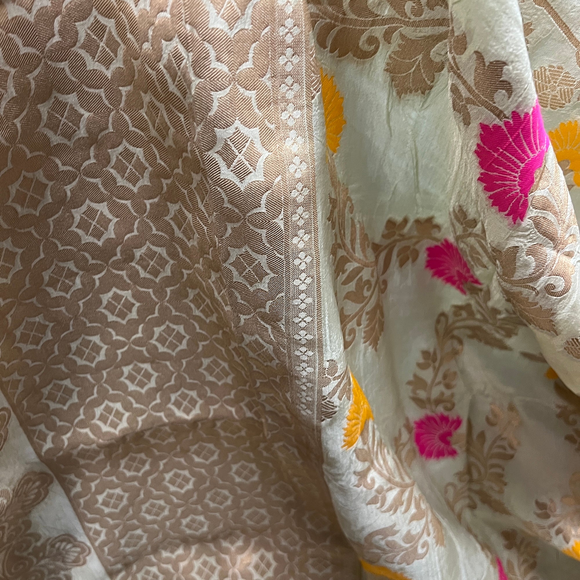 Pale Green Brocade Dupatta Scarf - Vintage India NYC