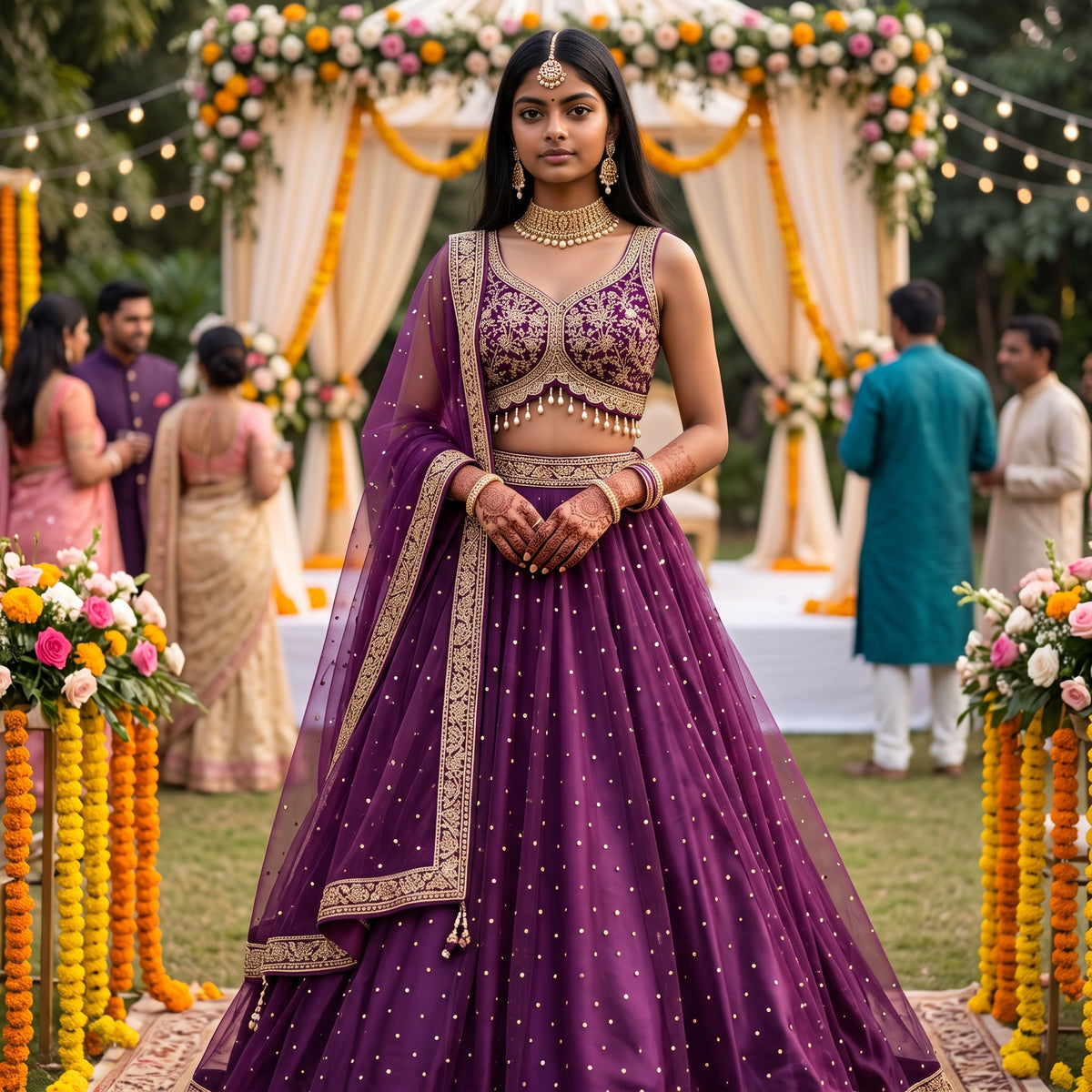 Floral Dot Lehenga Sets-Colors