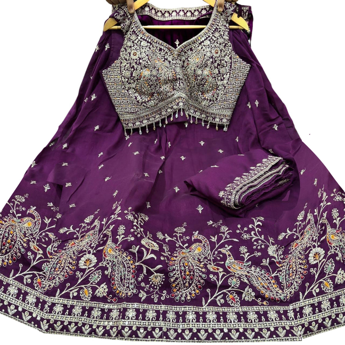 Purple Peacock Lehenga Set