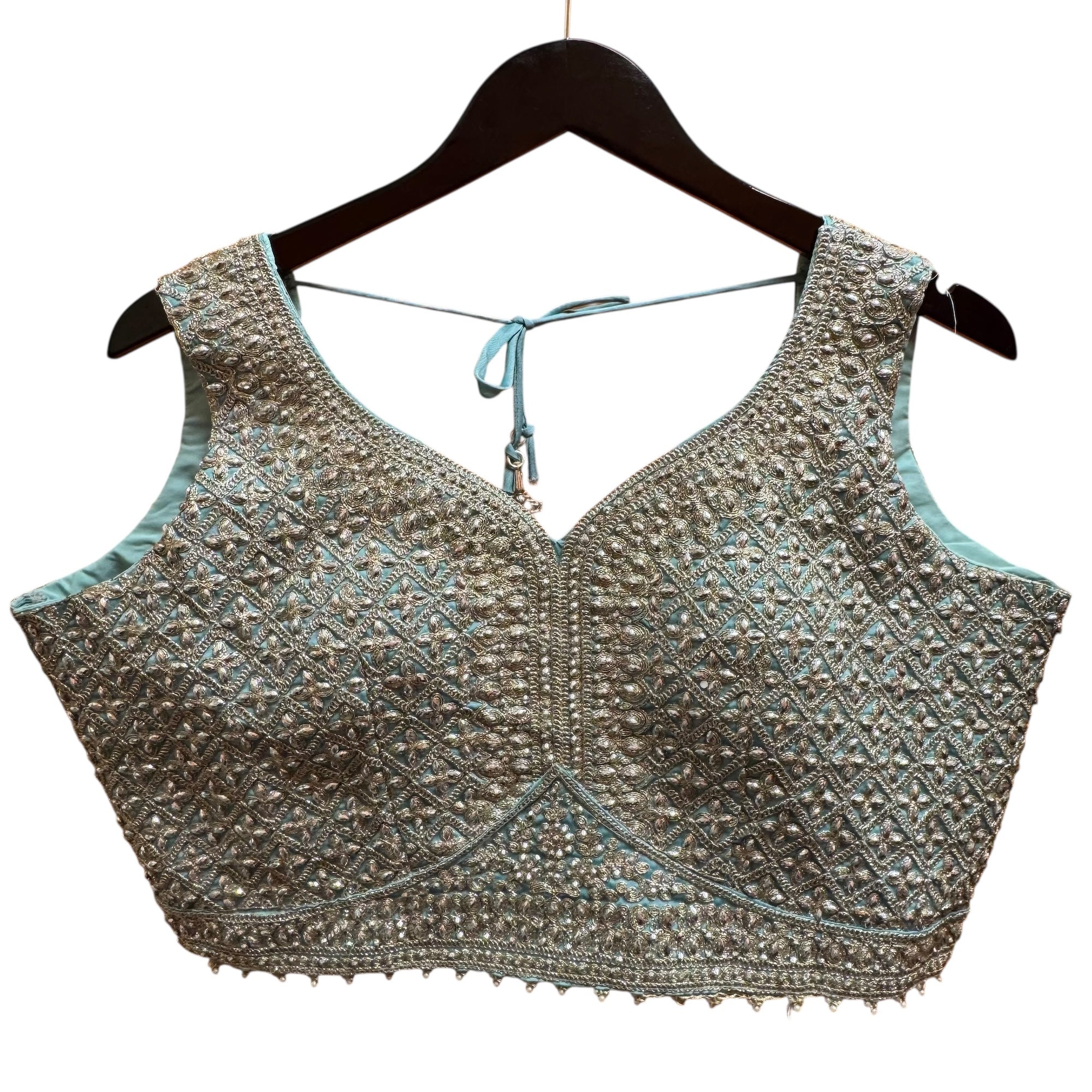 Sky Mint Georgette Lehenga Set - Vintage India NYC