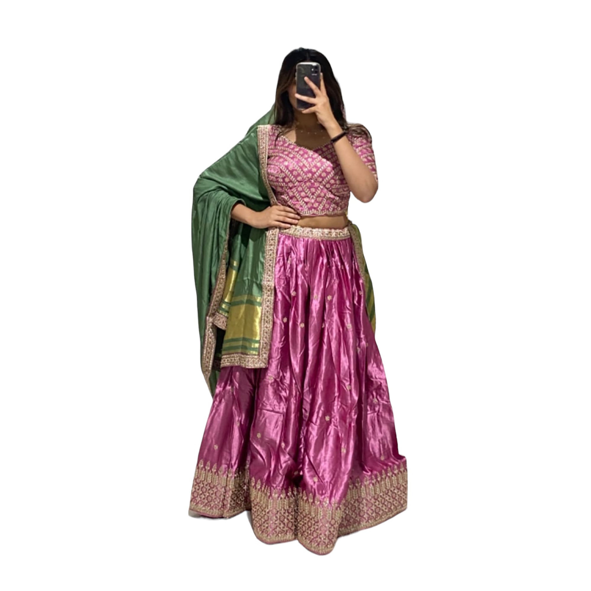 Heavy Embroidered Satin Lehenga Sets Q-2 Colors