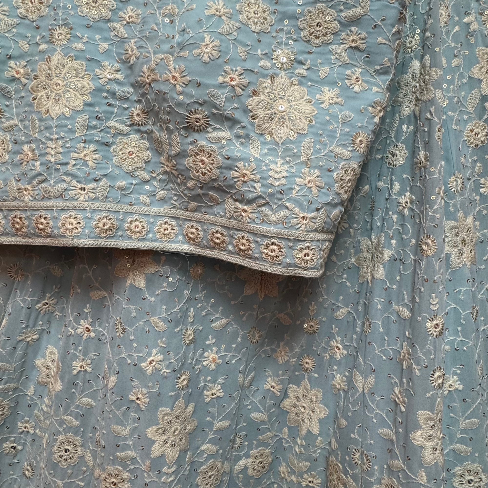 Pastel Embroidered Floral Lehengas-3 Colors