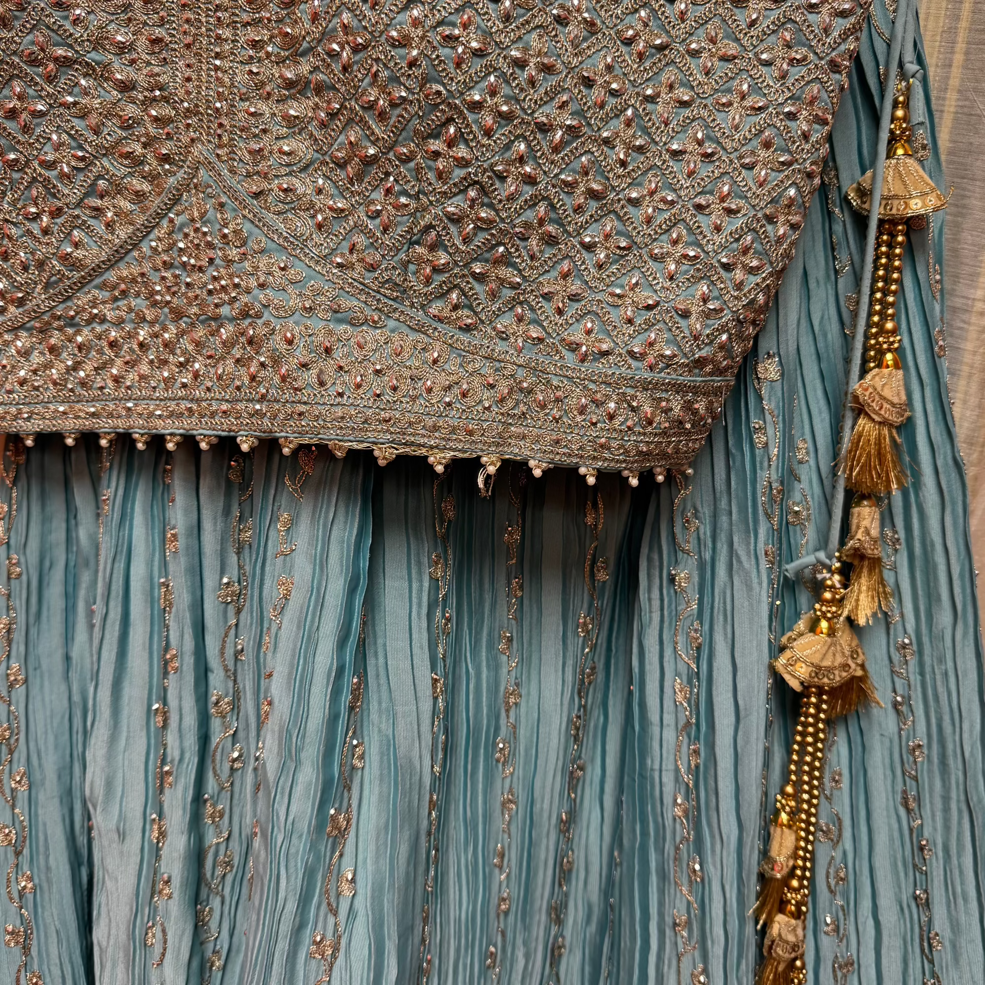 Sky Mint Georgette Lehenga Set - Vintage India NYC