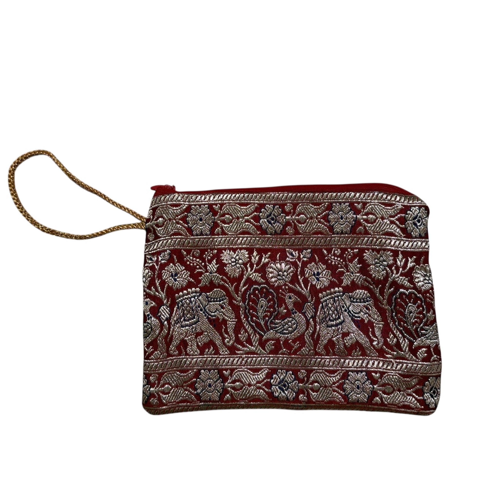 Vintage Sari Zip Pouch Bag Sm 25