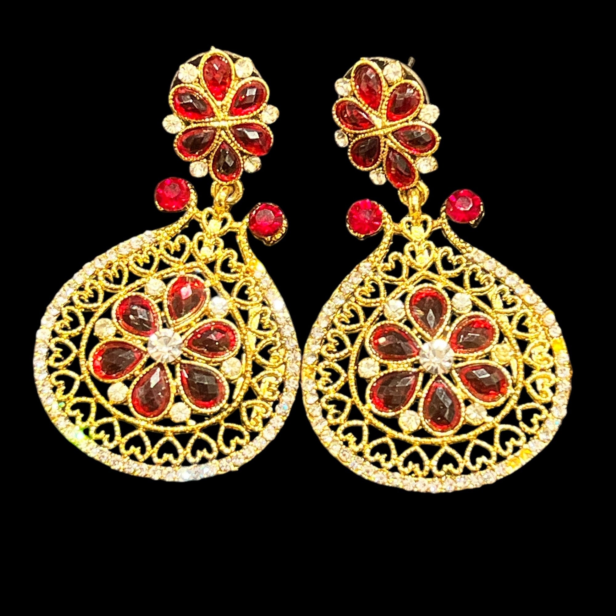 Red Flower Earrings - Vintage India NYC