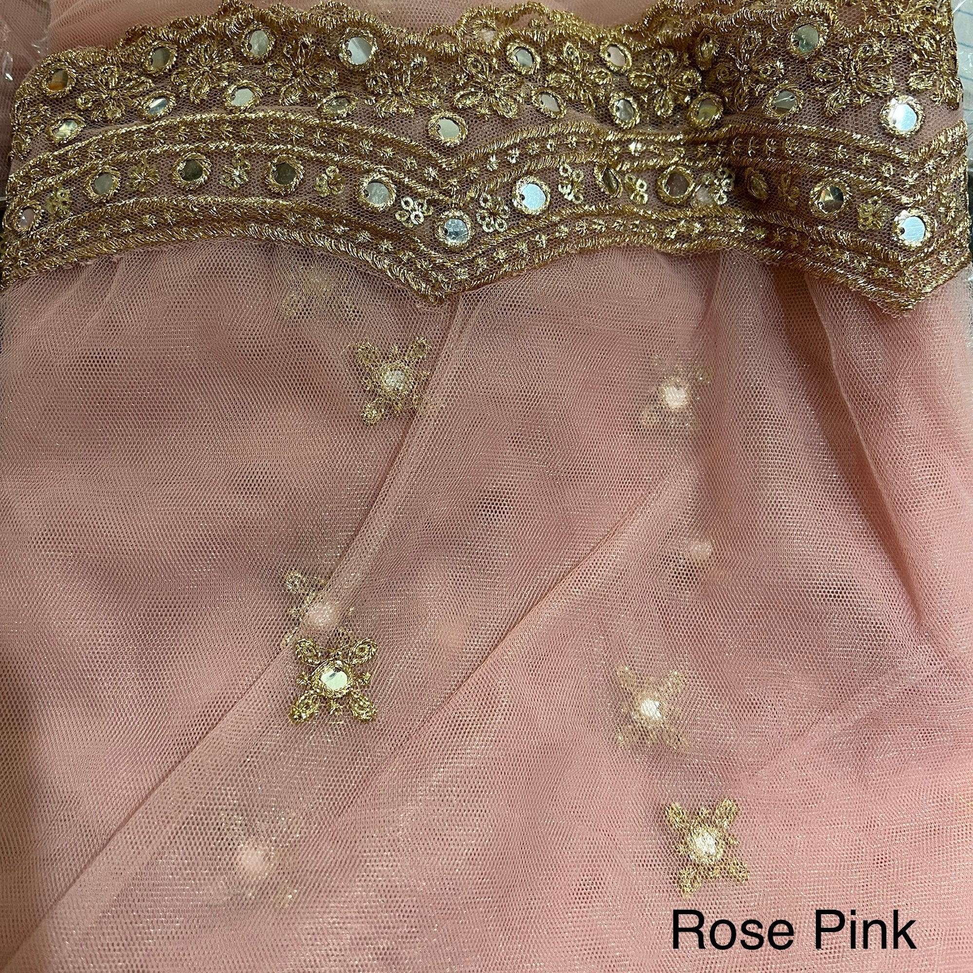DT Gold Scallop Embroidered Dupatta - Vintage India NYC