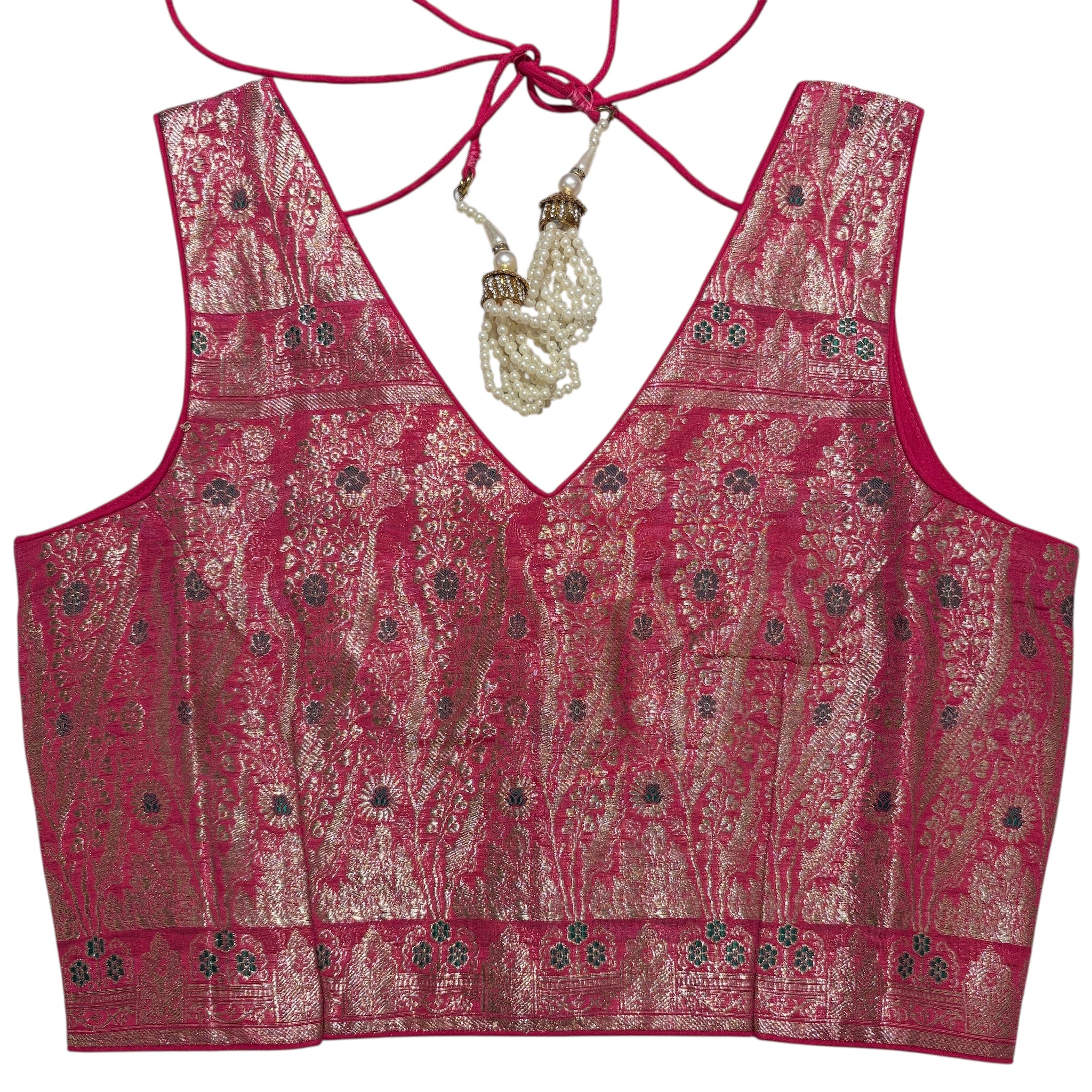 Brocade & Embroidered Saree Blouses-25-Size 32 - Vintage India NYC