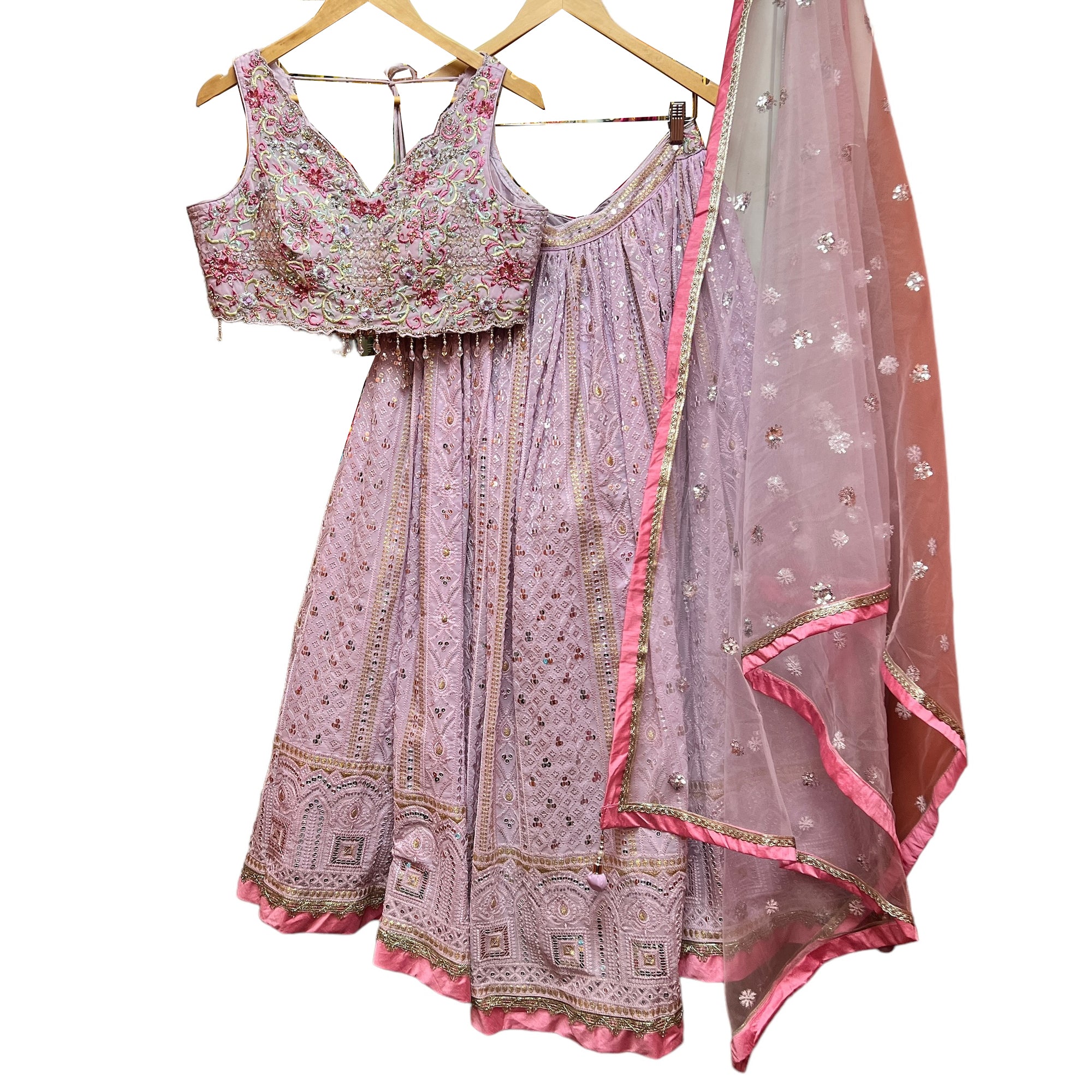 SH Lavender Pink Lehenga Set - Vintage India NYC