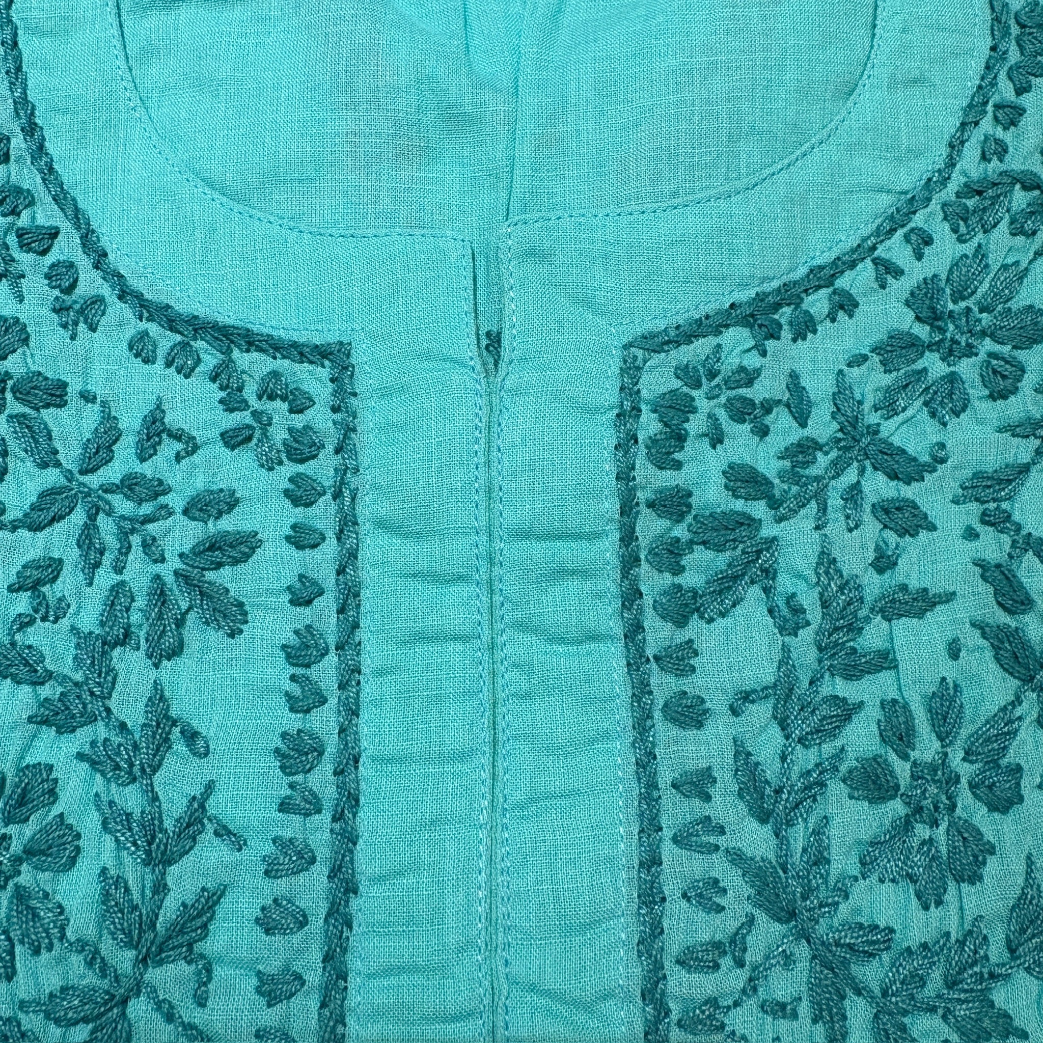 MA Short Embroidered Cotton Kurti-Size 32