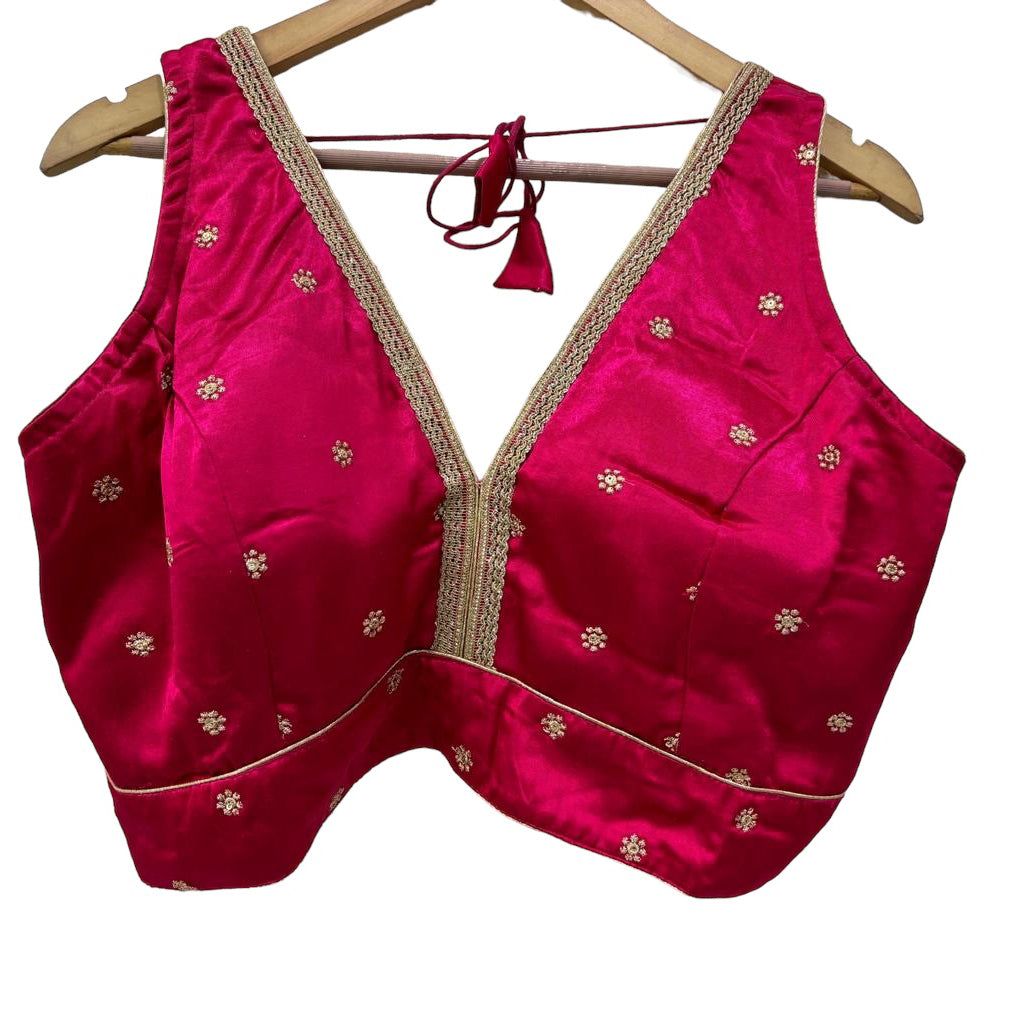 V Neck Silk Flower Blouse-Many Colors