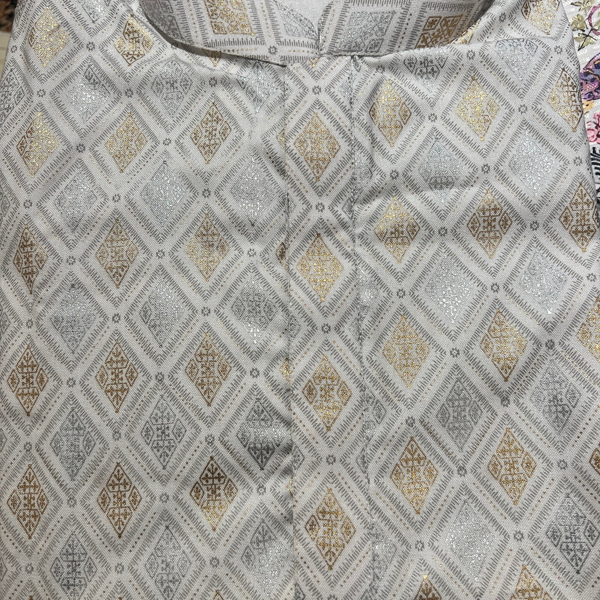Silver & Gold Diamond Print Kurta Set - Vintage India NYC