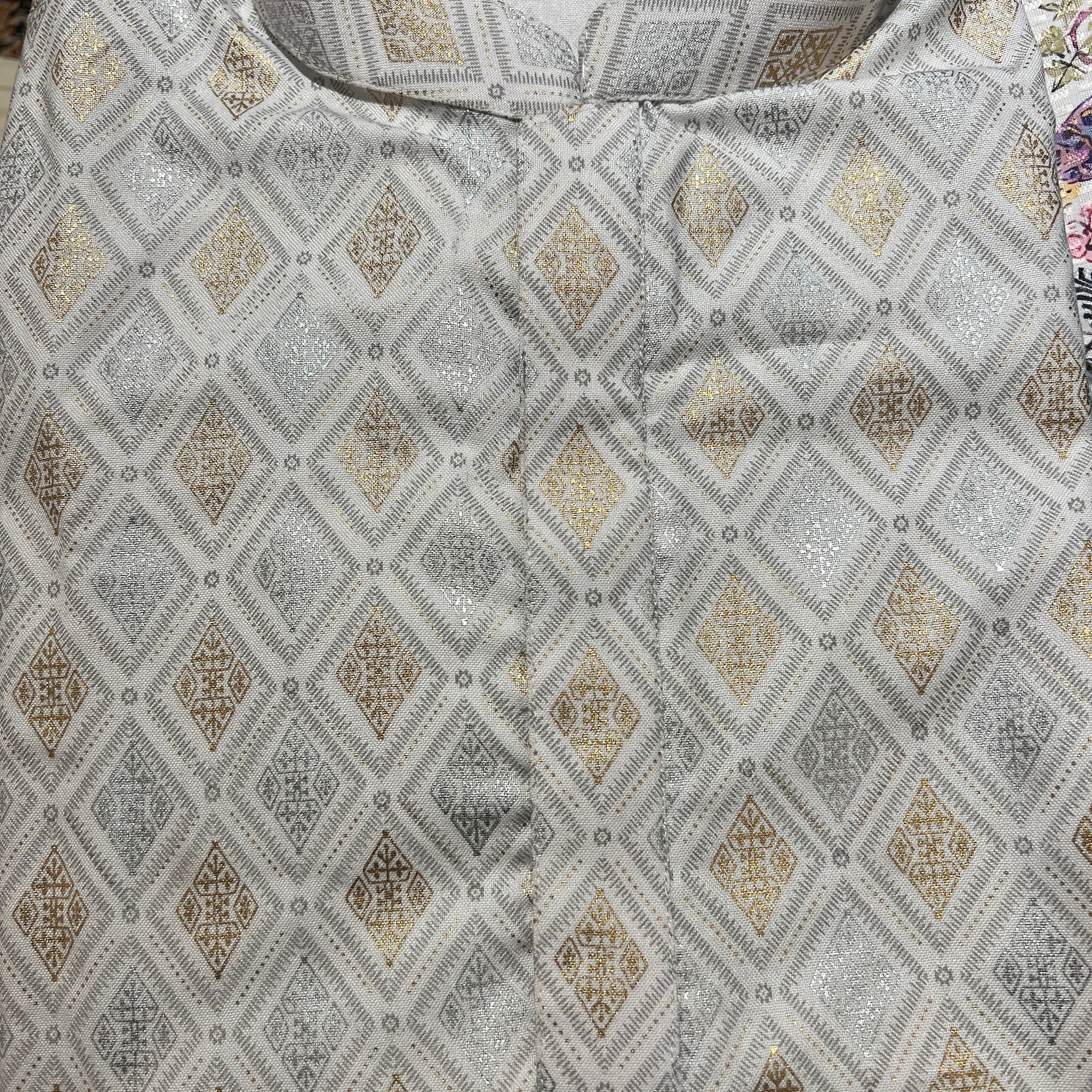 Silver & Gold Diamond Print Kurta Set