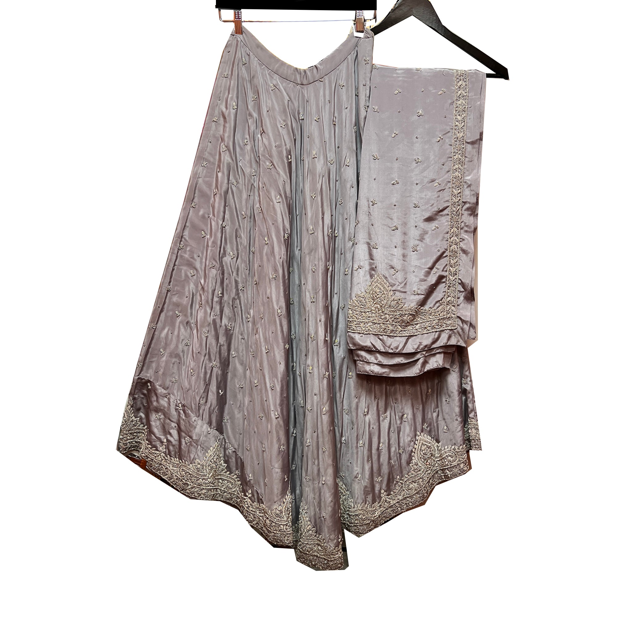 Silver Silk Lehenga set - Vintage India NYC