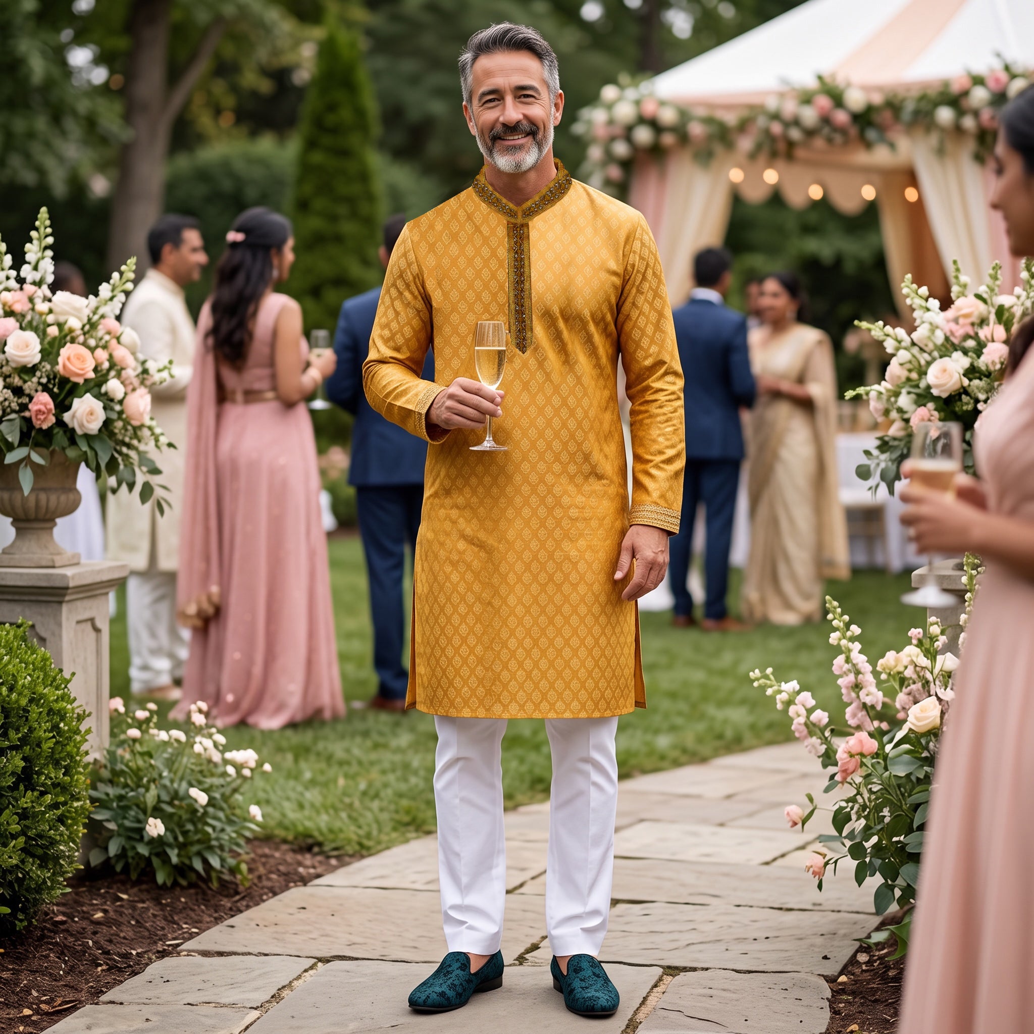 Plume Motif Kurta-Colors - Vintage India NYC