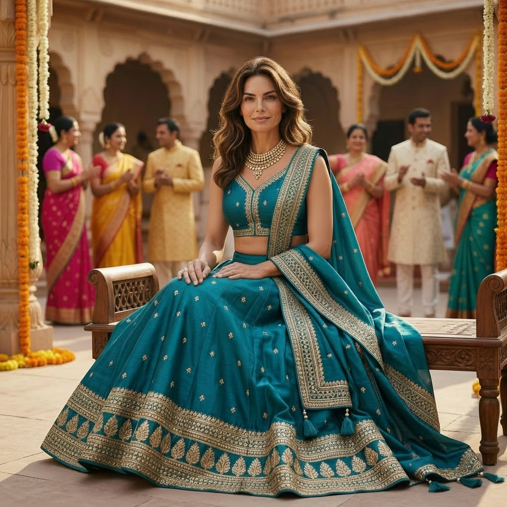 DT Butah Embroidered Lehengas-Colors - Vintage India NYC