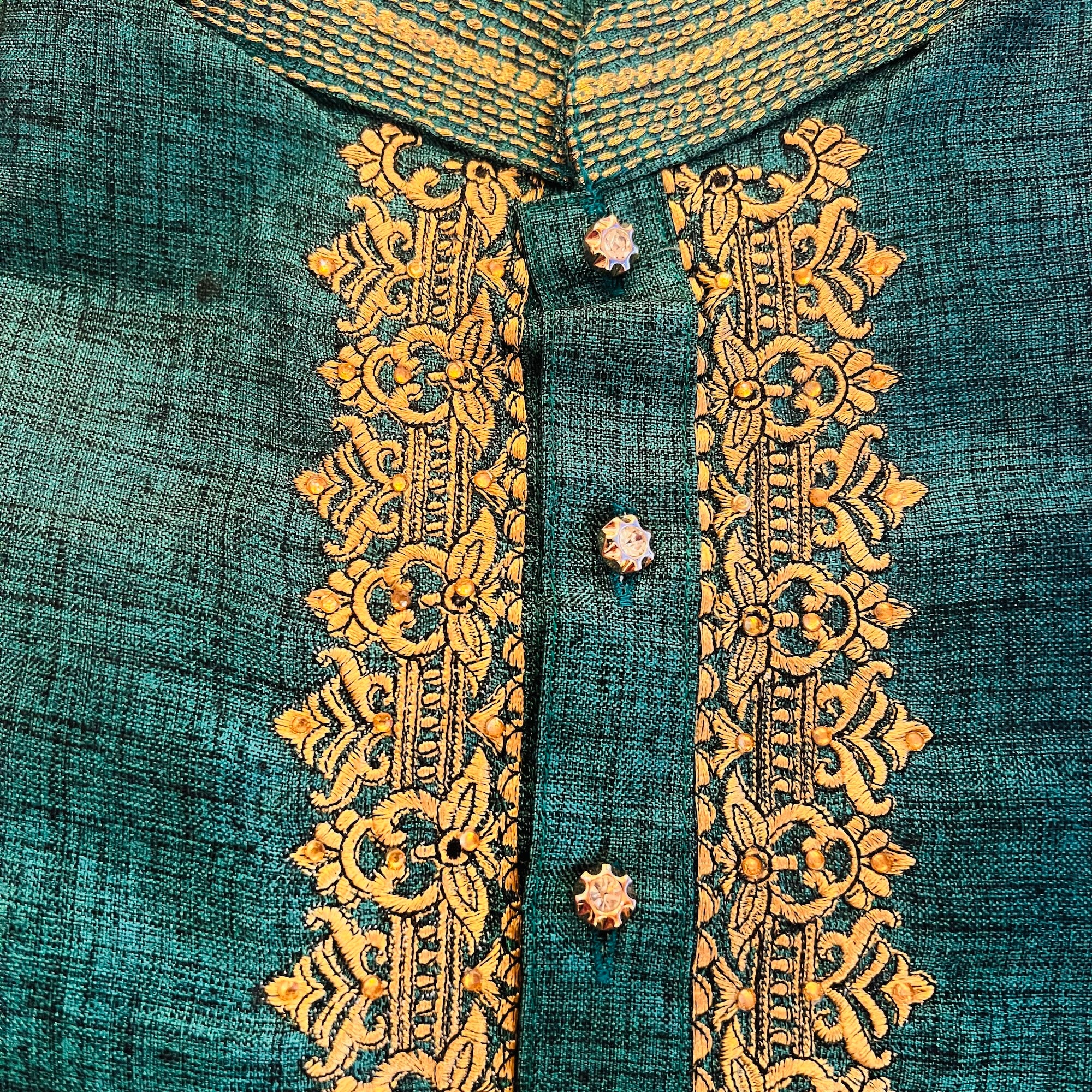 Teal Kurta Set-Size 36 - Vintage India NYC