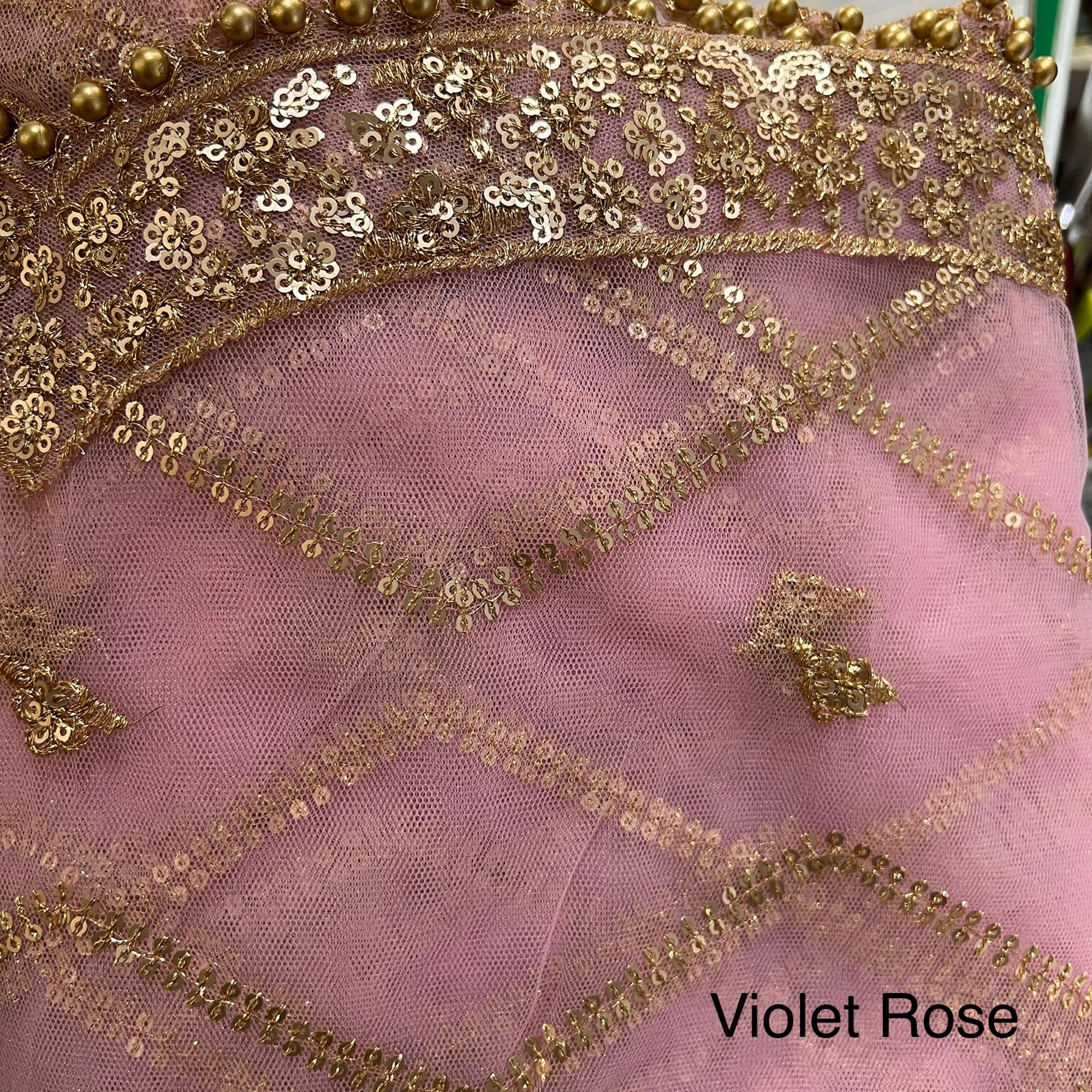 DT Gold Scallop Embroidered Dupatta - Vintage India NYC