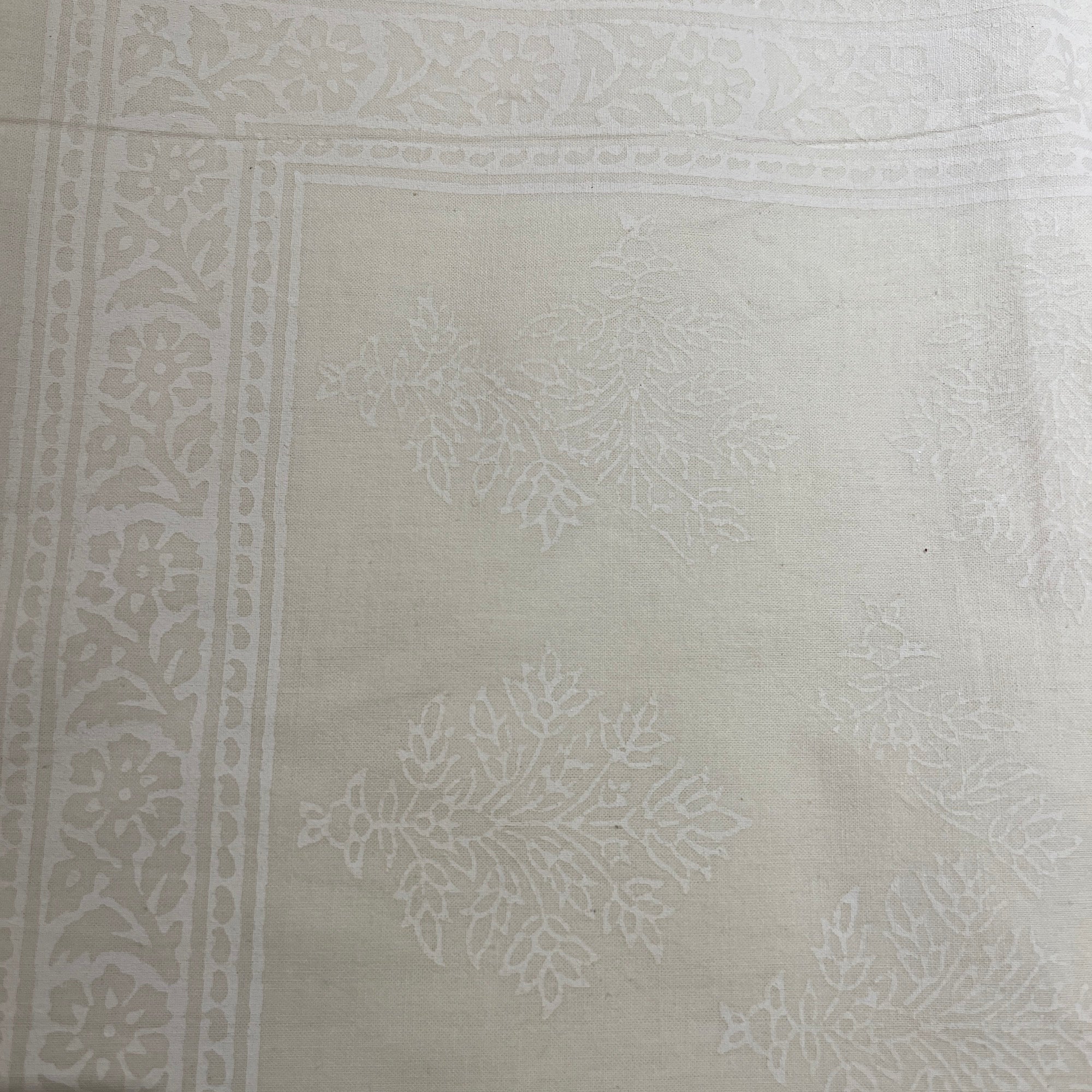 White on White Block Print 72 x108in- Full Size - Vintage India NYC