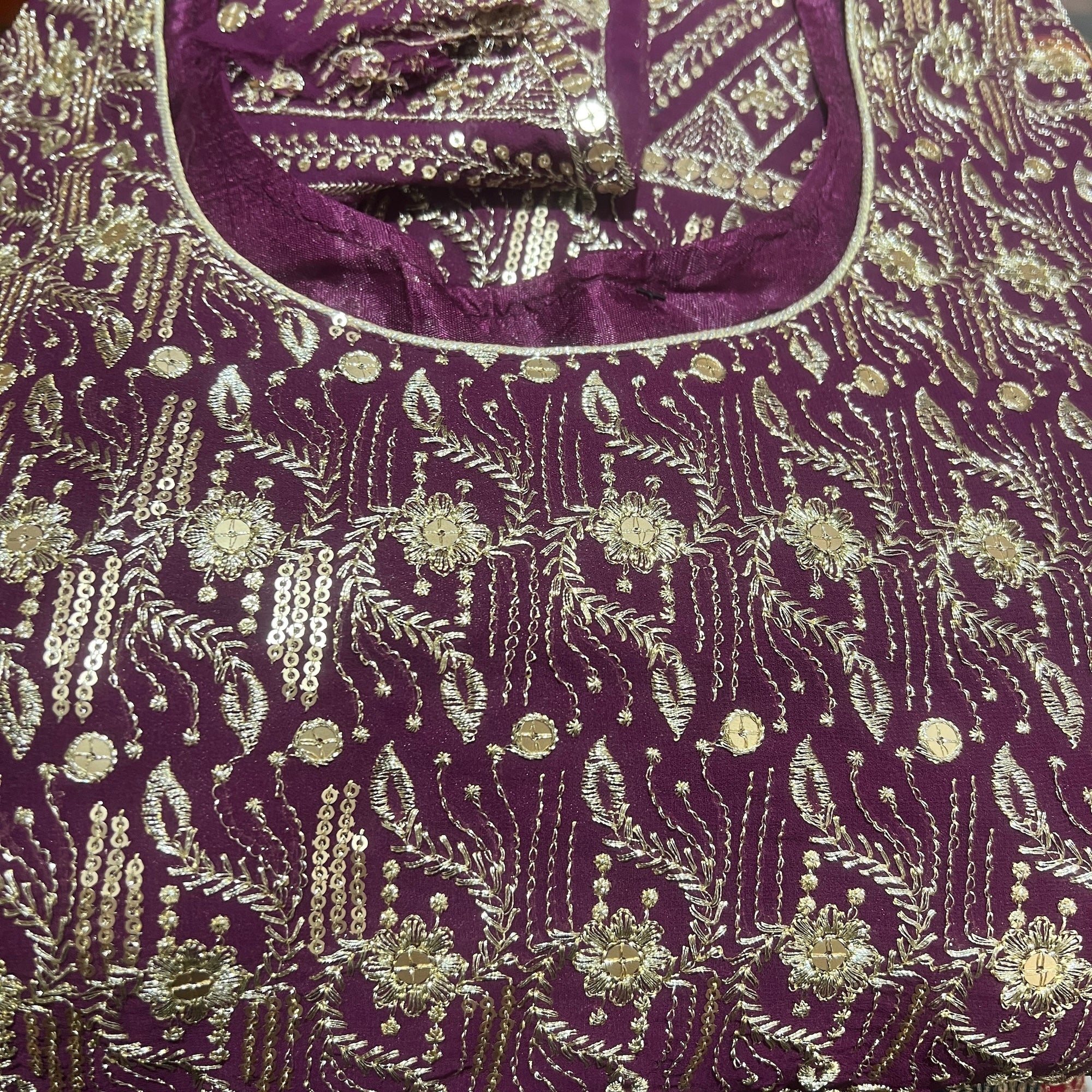 Plus Size Gold Sequin Gharara Set-3 Colors - Vintage India NYC