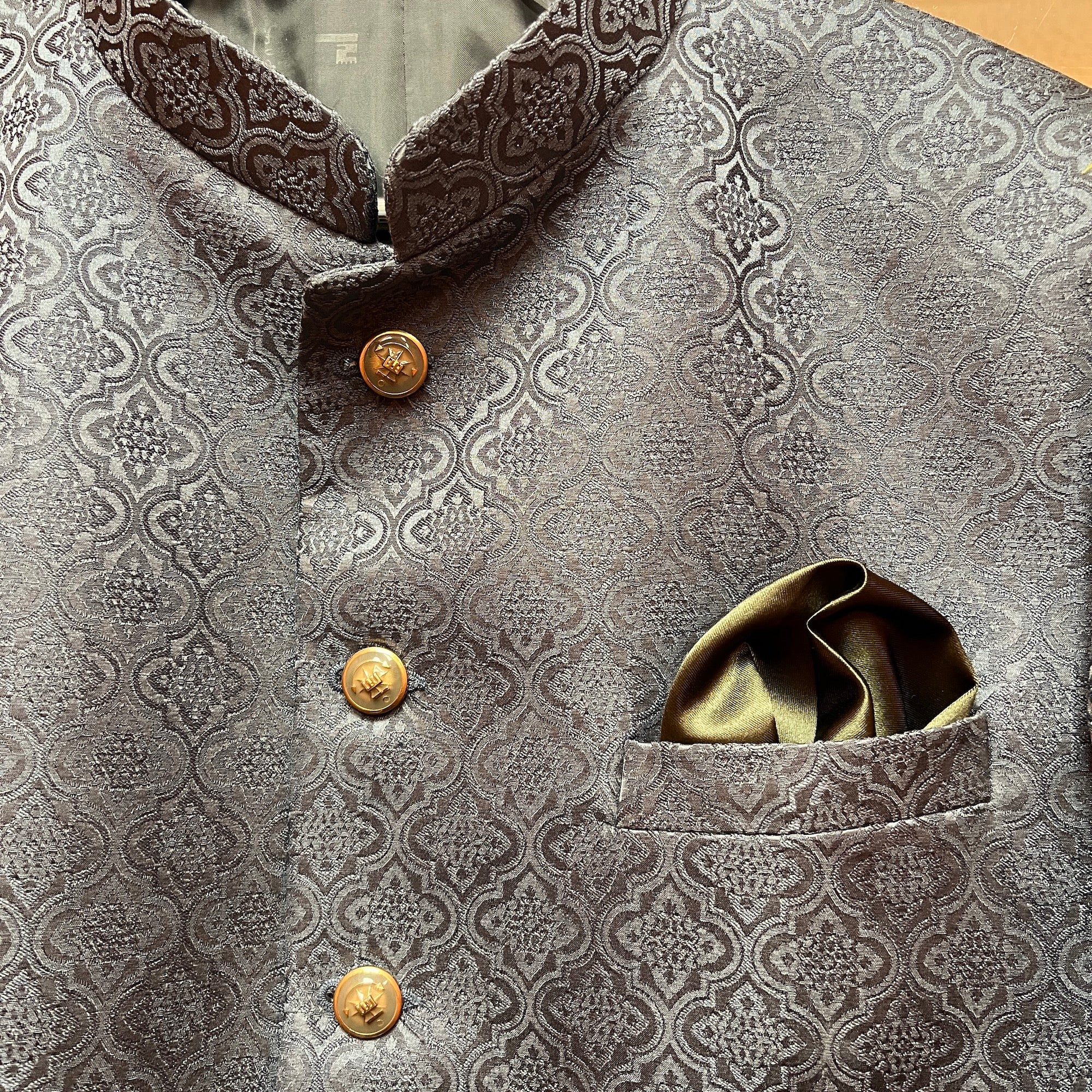 YD Grey Jodhpuri Jacket- Size 42 - Vintage India NYC