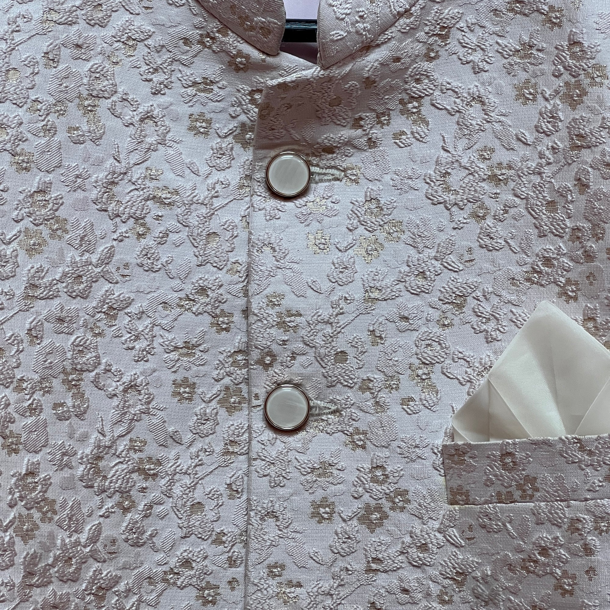 YD Ivory or Pink Foral Brocade Vest - Vintage India NYC