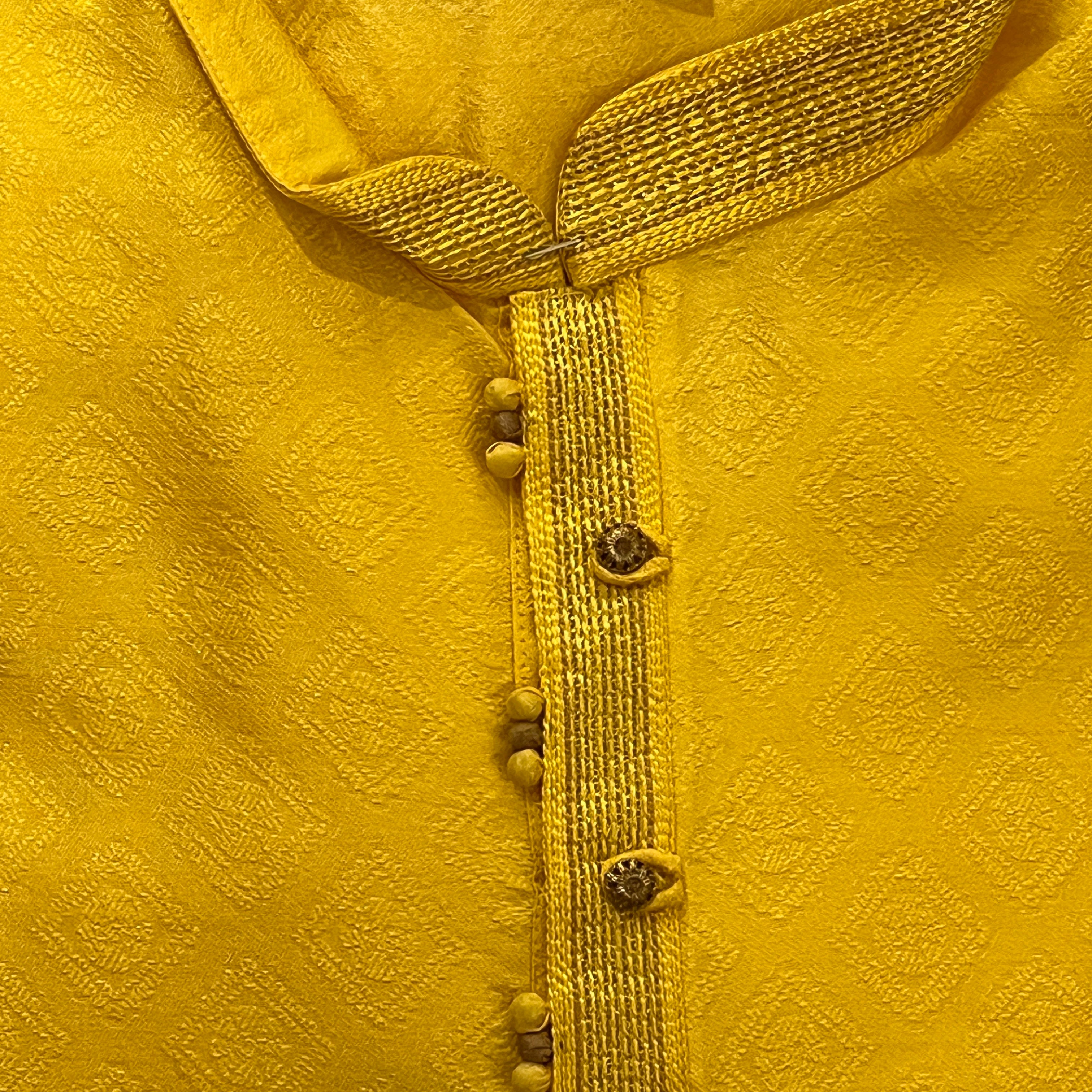 YD Yellow Diamond Flower Jacquard Kurta - Vintage India NYC