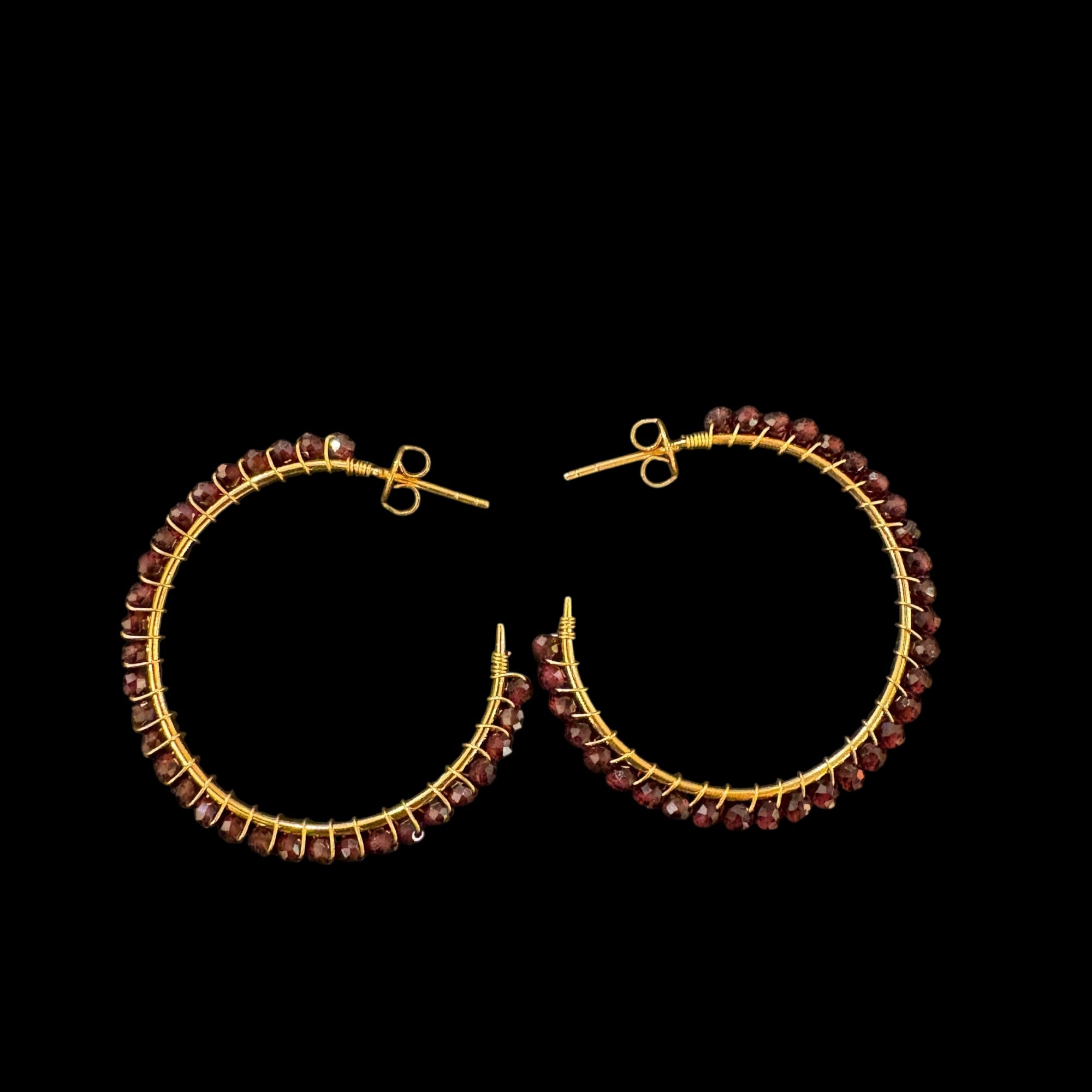 MK Semi Precious Gemstone Hoop Earrings-Colors