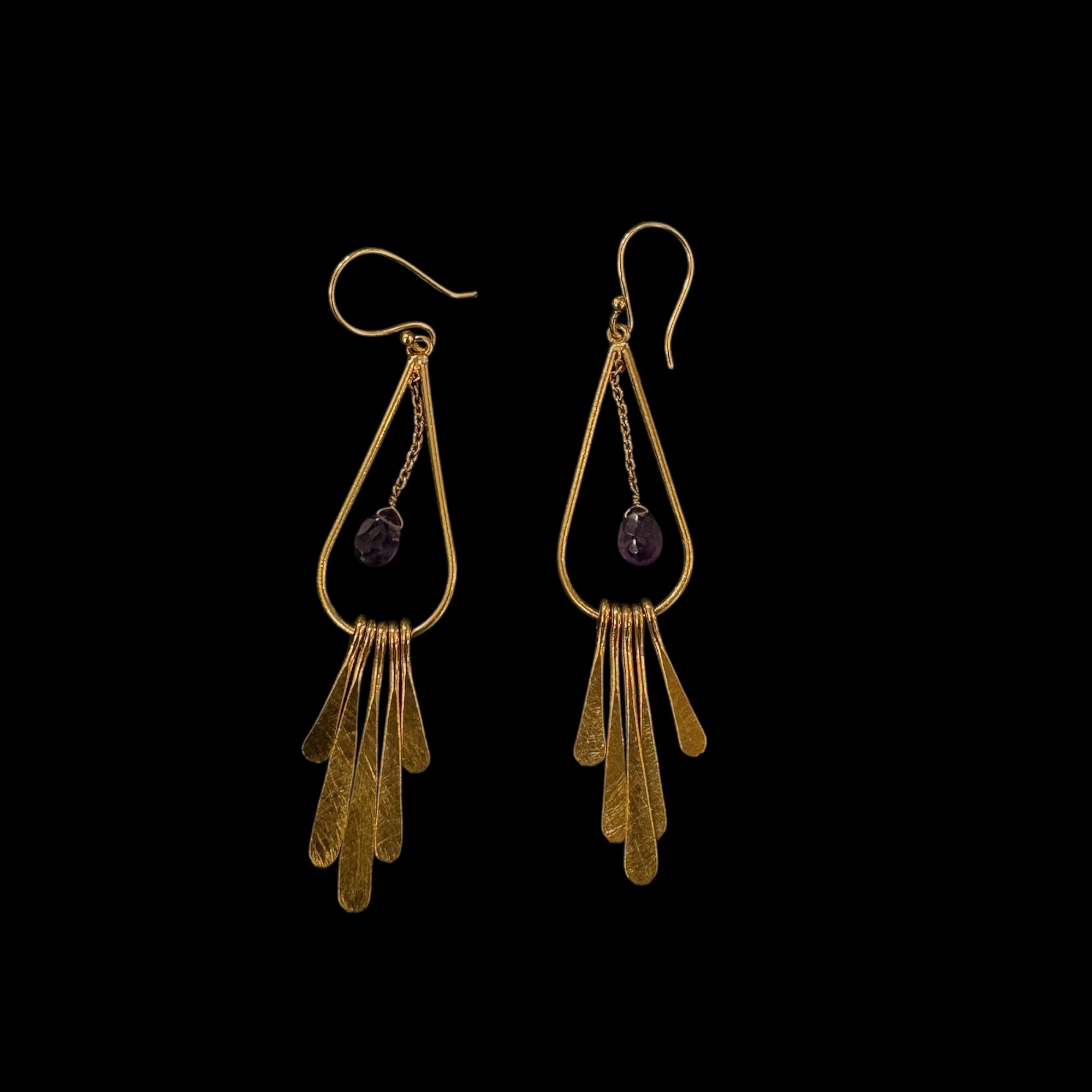 MK Semi Precious Long Drop Teardrop Earrings