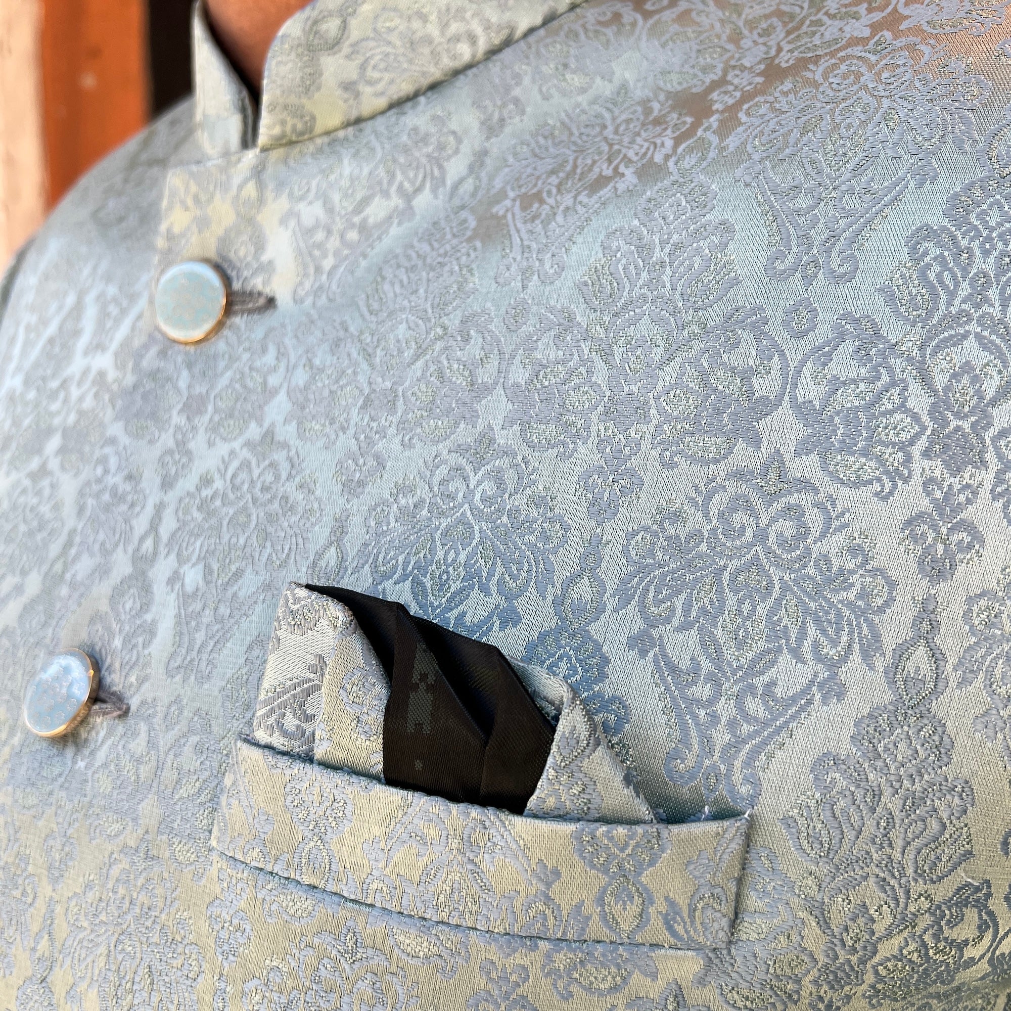 Aqua & Sage Jacquard Sherwani