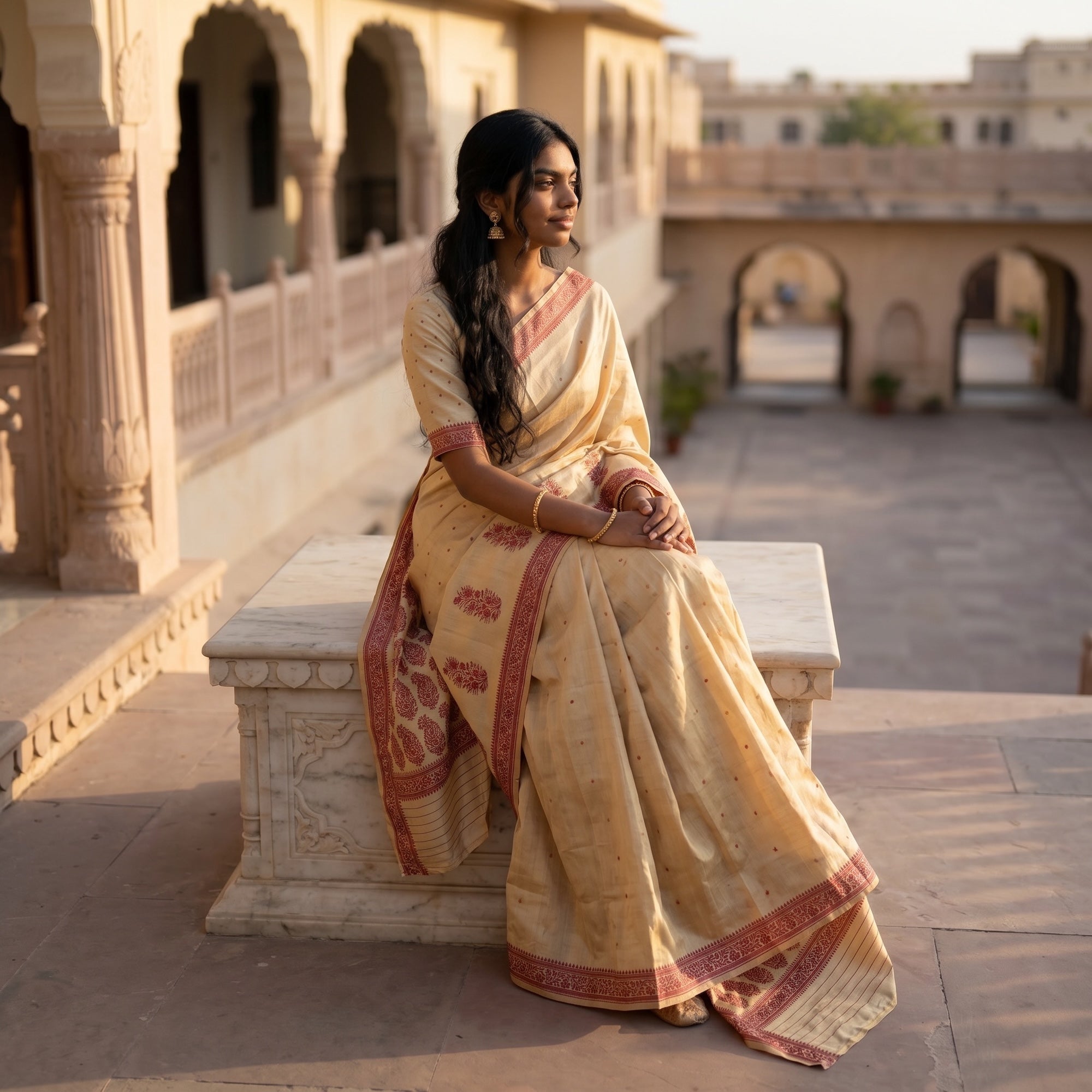 Assamese Muga Silk Saree - Vintage India NYC