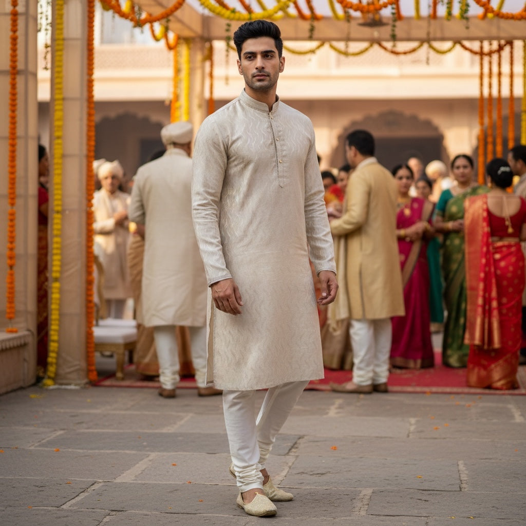 Barley Motif Kurta - Vintage India NYC