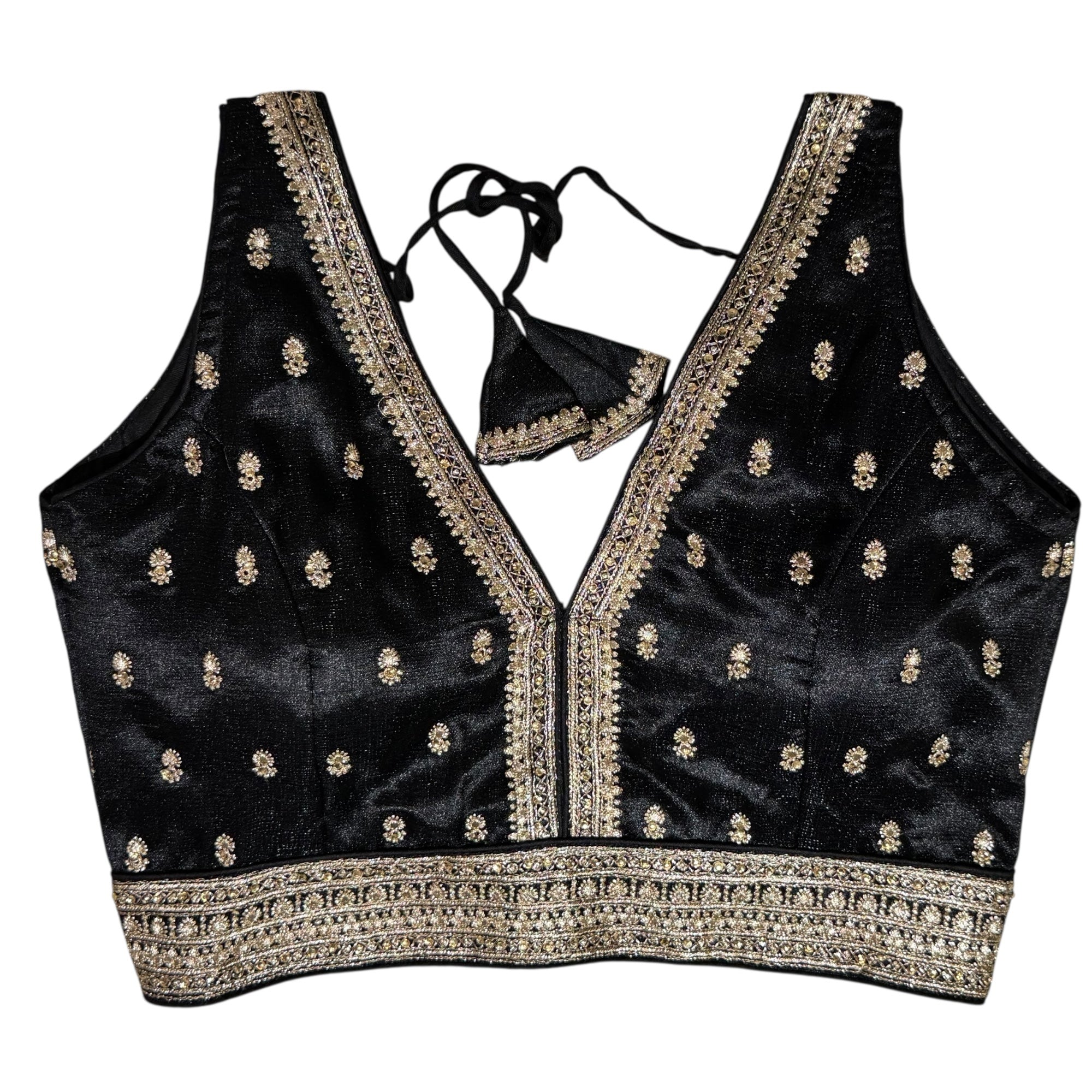 Sleeveless V Neck Choli Blouse -Size 34-Colors