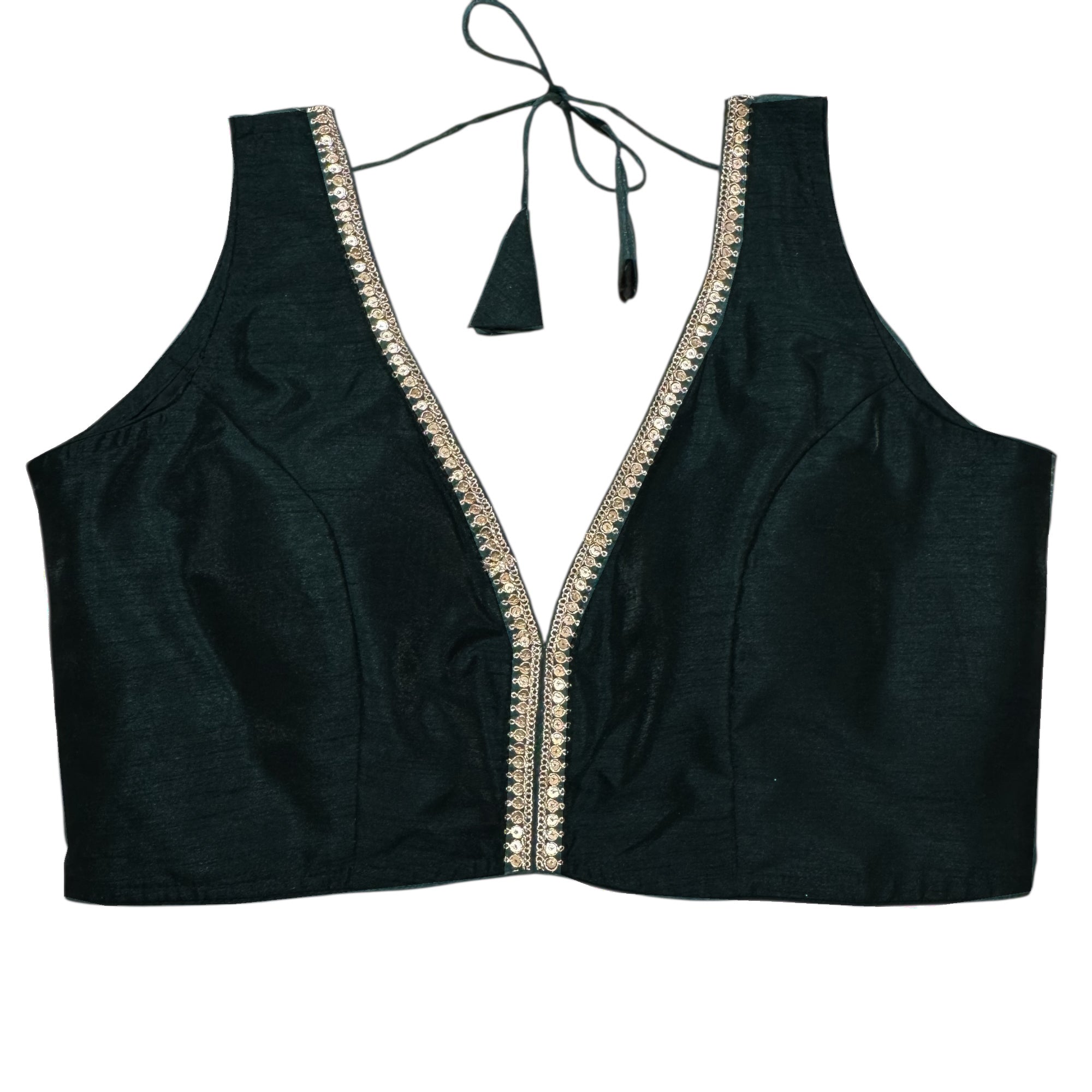 Plus Size Sleeveless V Neck Blouse -Size 48-Colors - Vintage India NYC