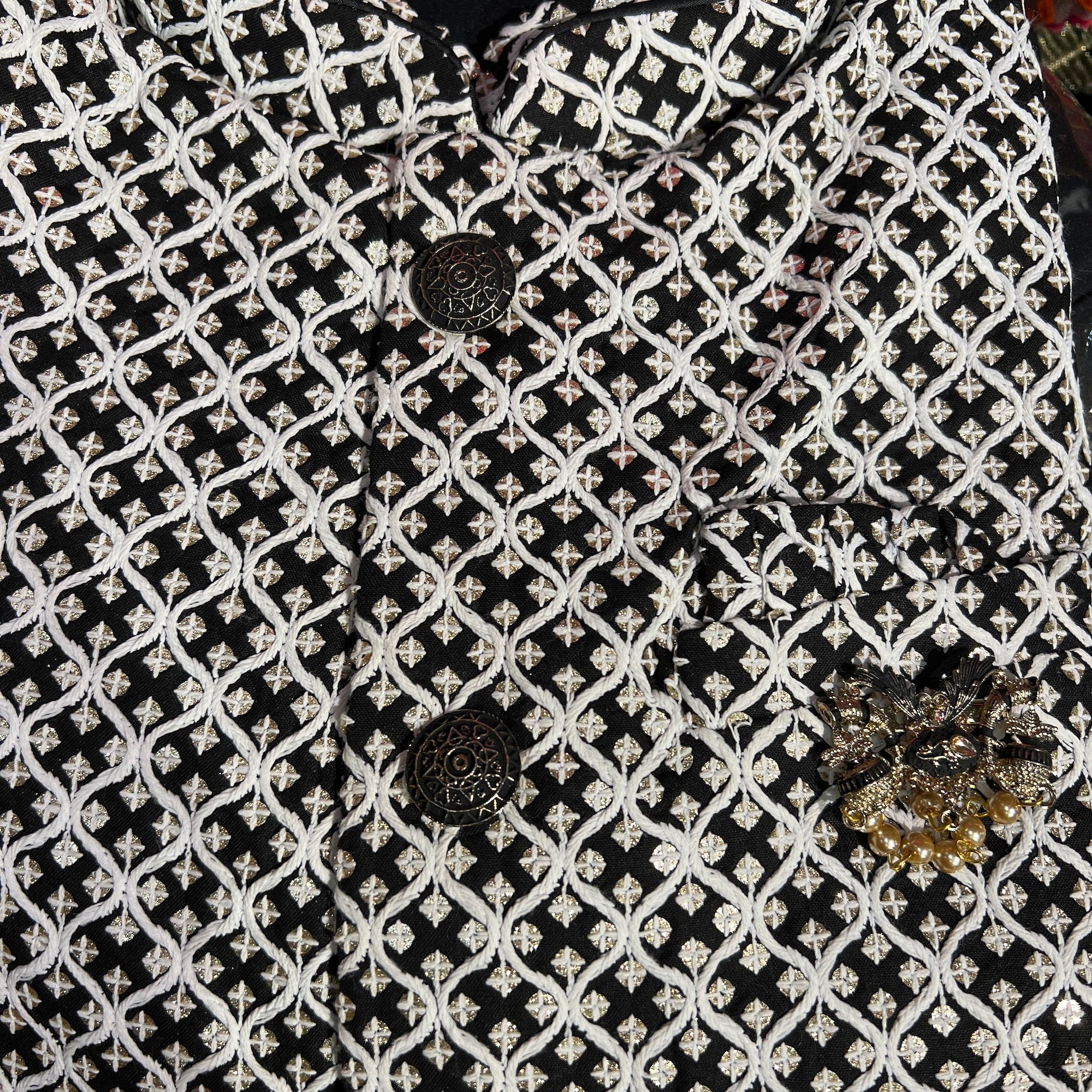YD Black & White Vest Set - Vintage India NYC