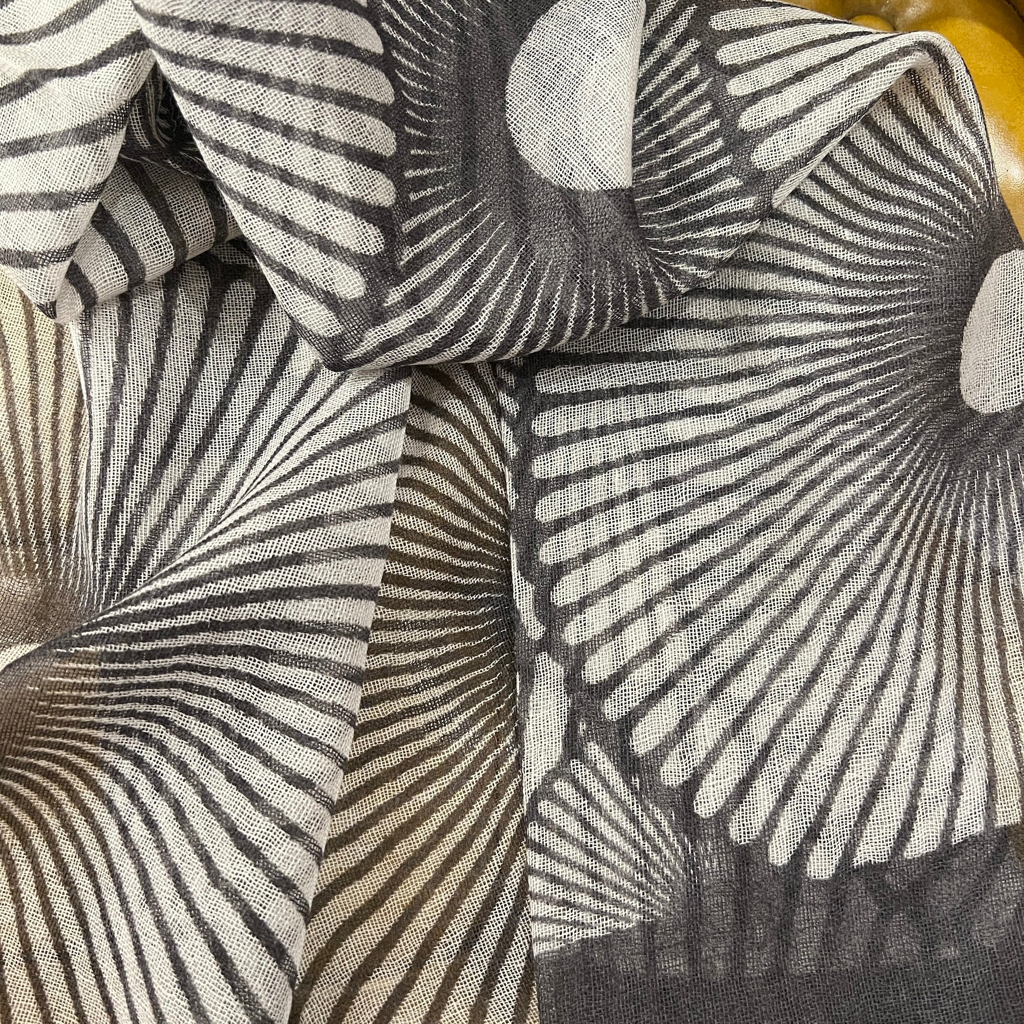 Black & White Gauze Linen Cotton Scarf - Vintage India NYC