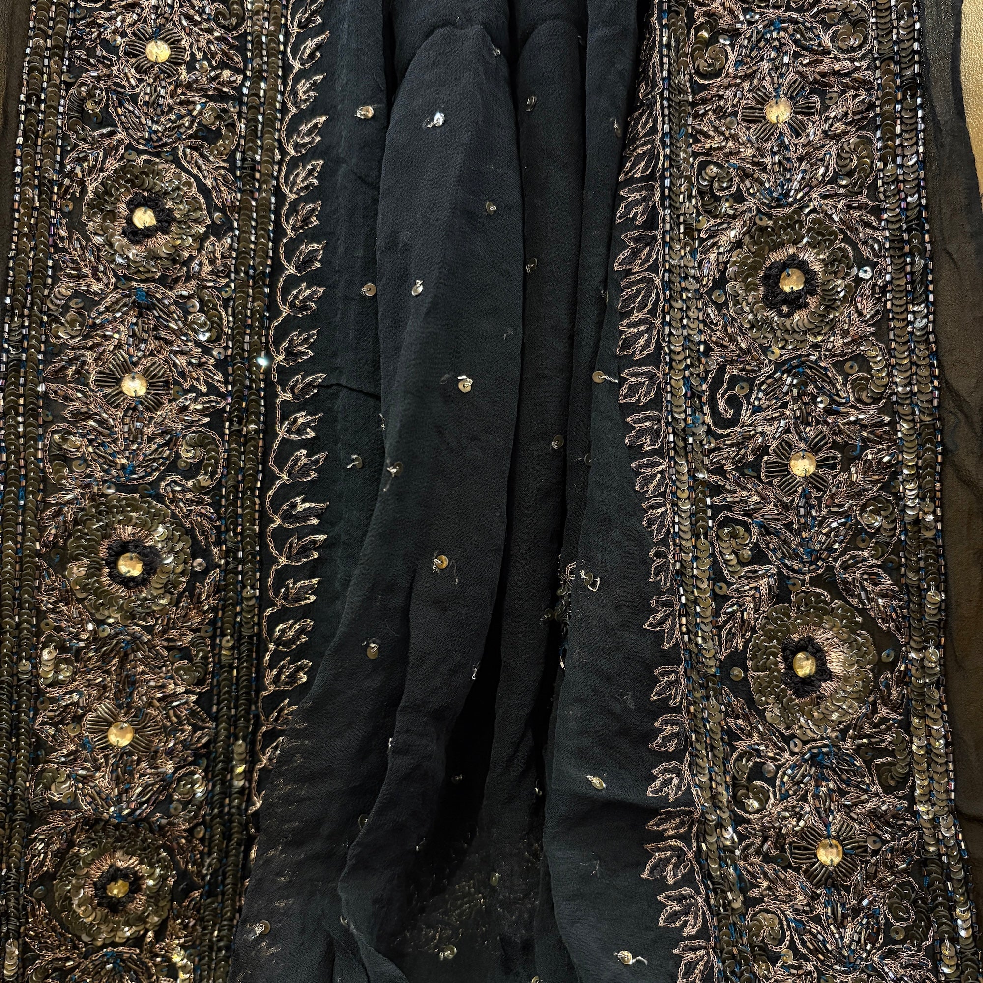 Black Heavy Work Zari Dupatta