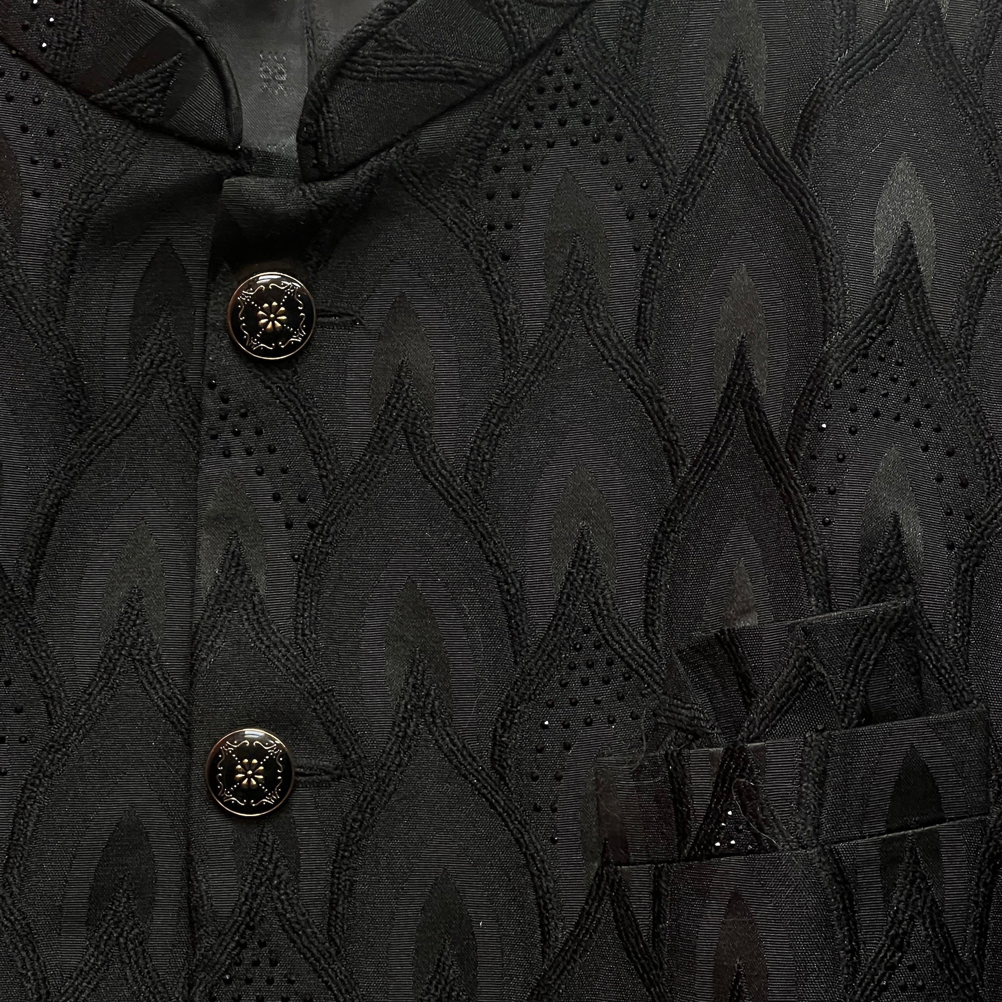 Black Flame Jodhpuri Jacket - Vintage India NYC