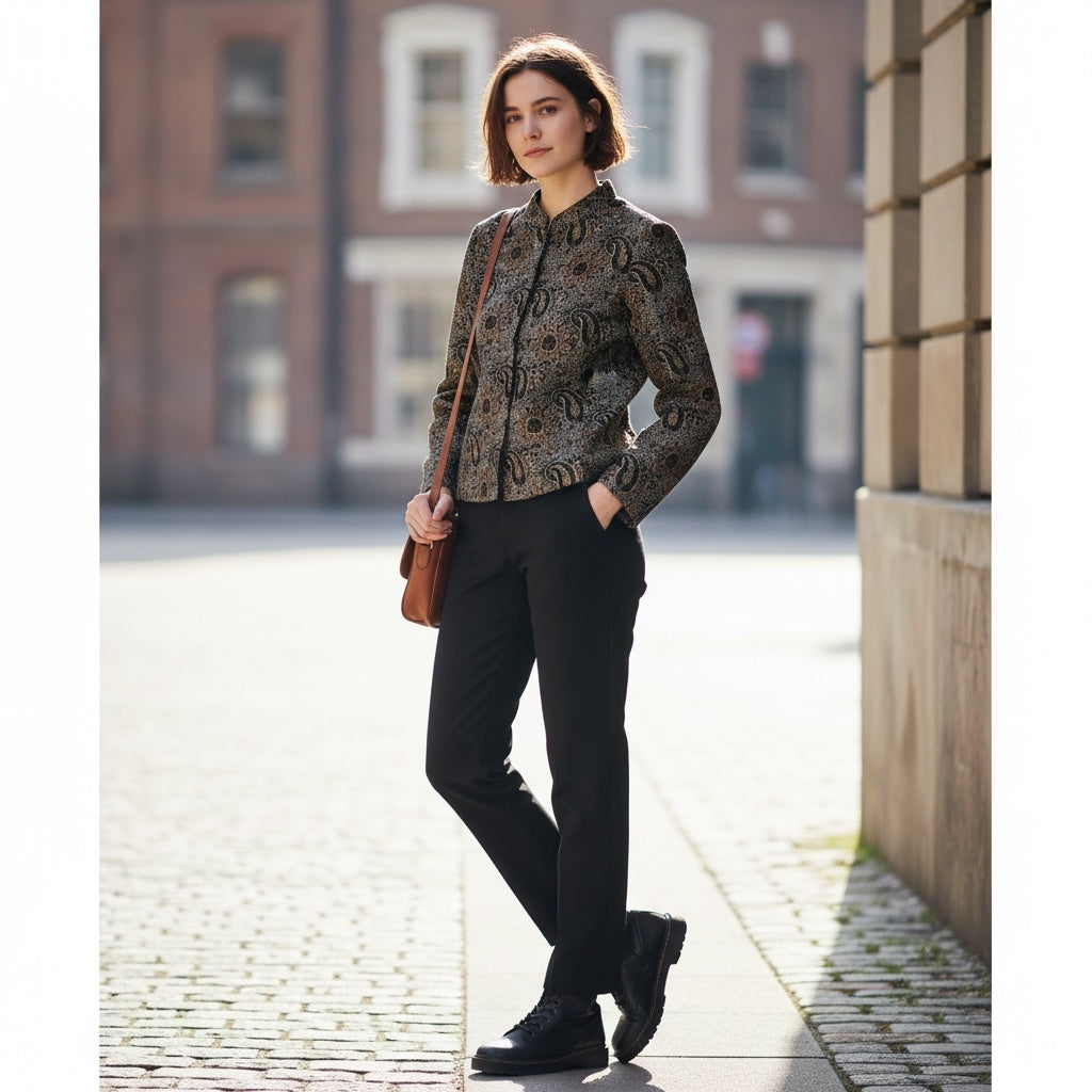 Black Paisley Cotton Quilted Jackets