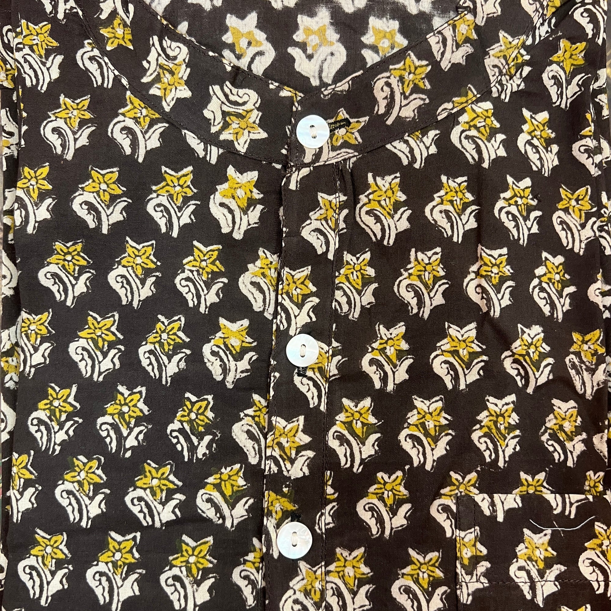 AR Mens Block Print Short Kurta 4 - Vintage India NYC