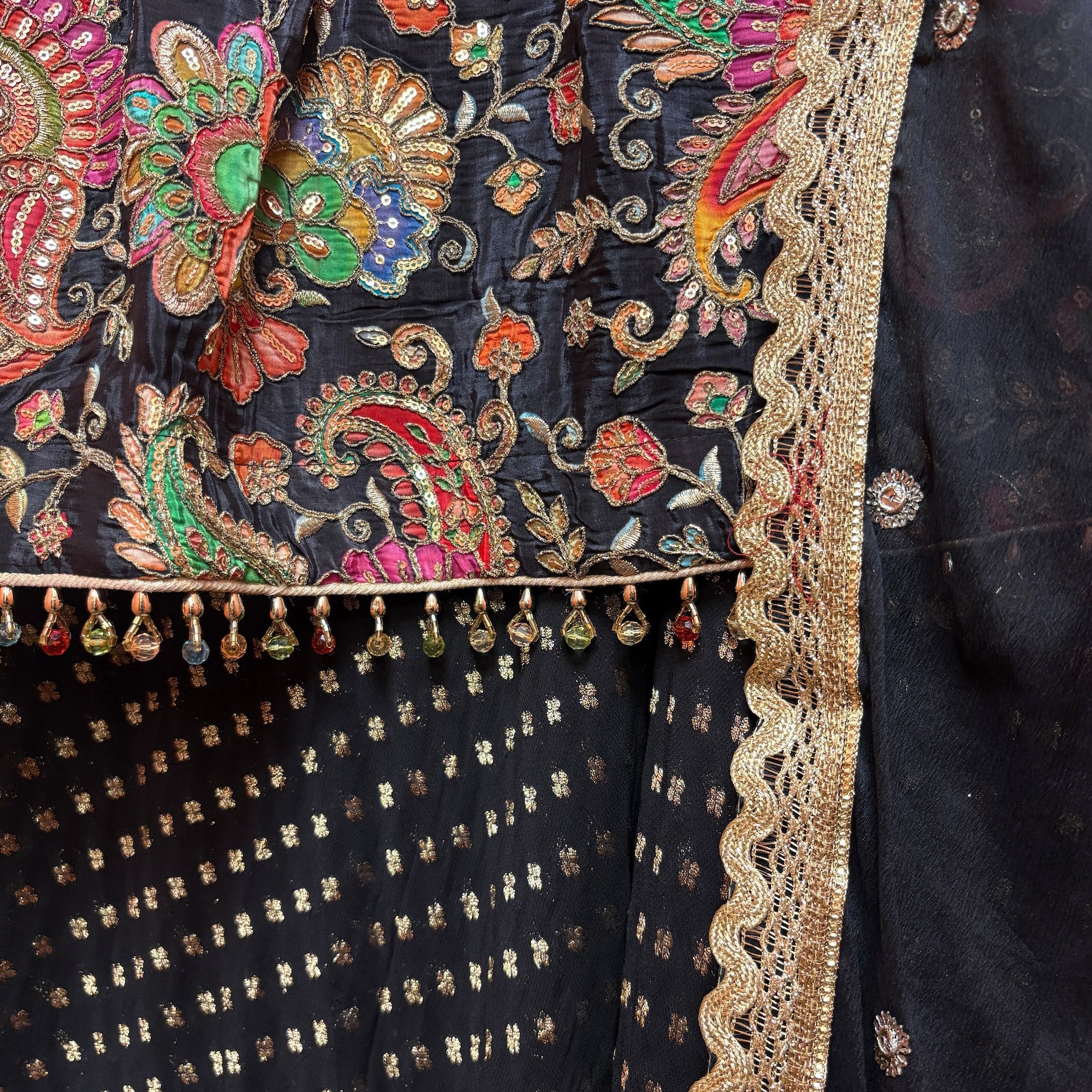 DT Peplum Top Black Embroidered Lehengas