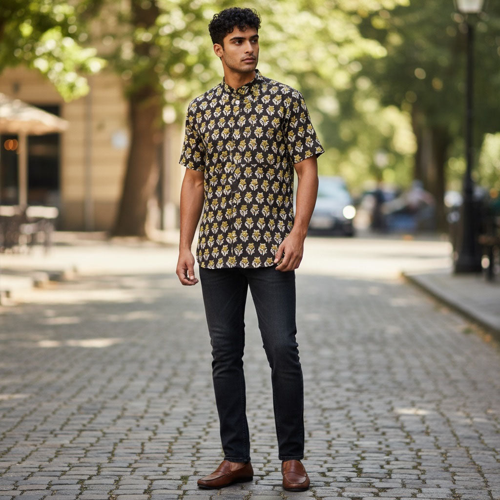 AR Mens Block Print Short Kurta 4