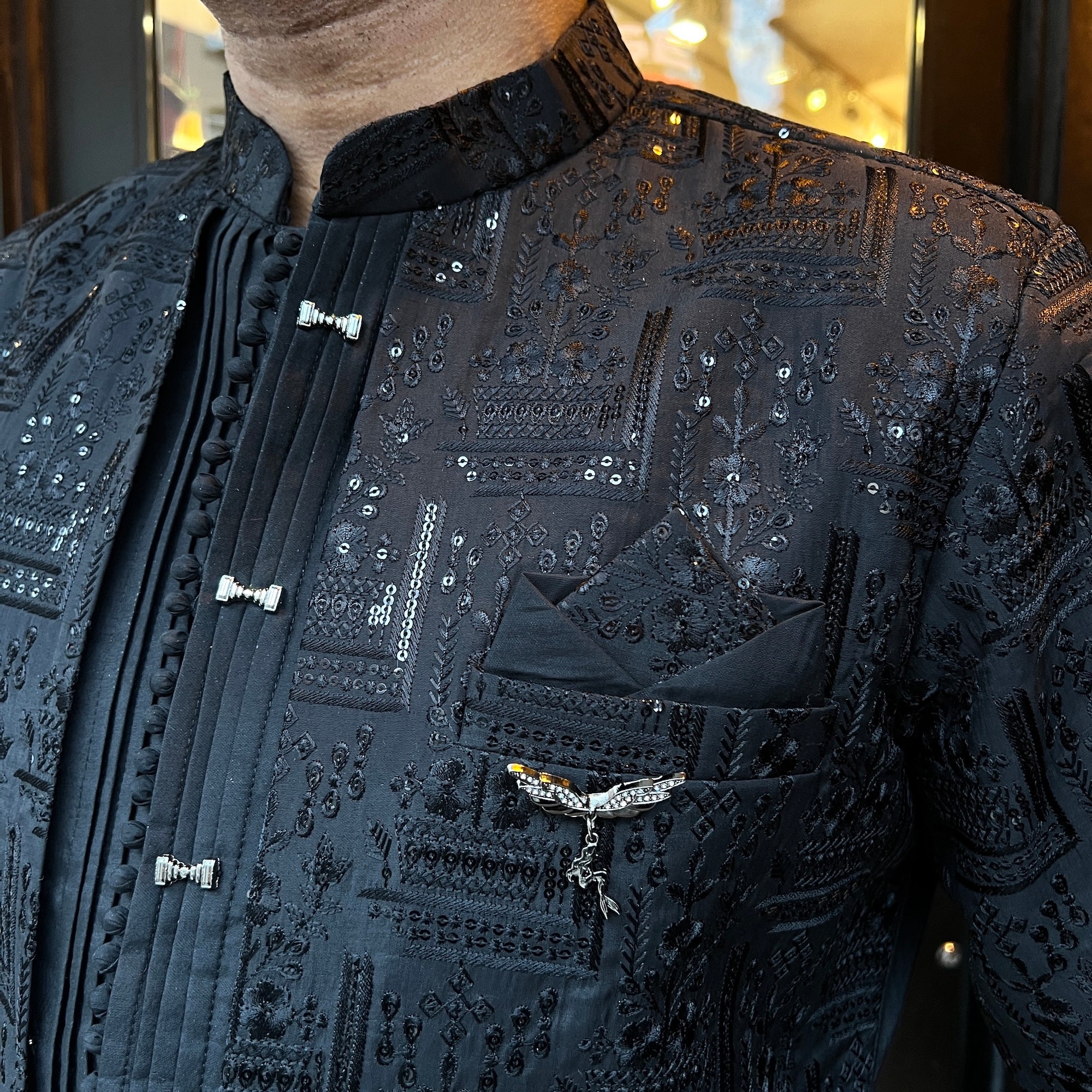 Threadwork Sherwani -3 Colors - Vintage India NYC
