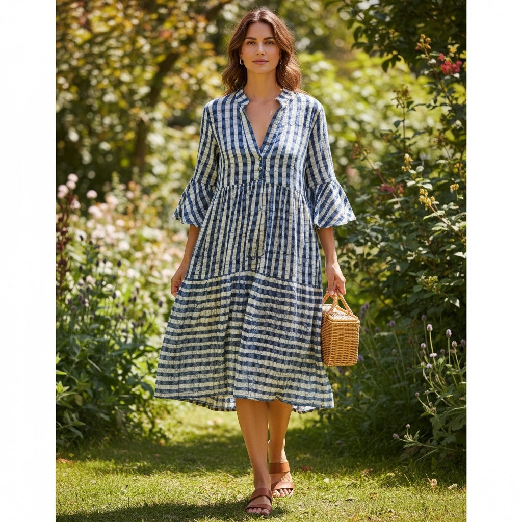 Blockprint Short Tier Dress-2 pattern choices