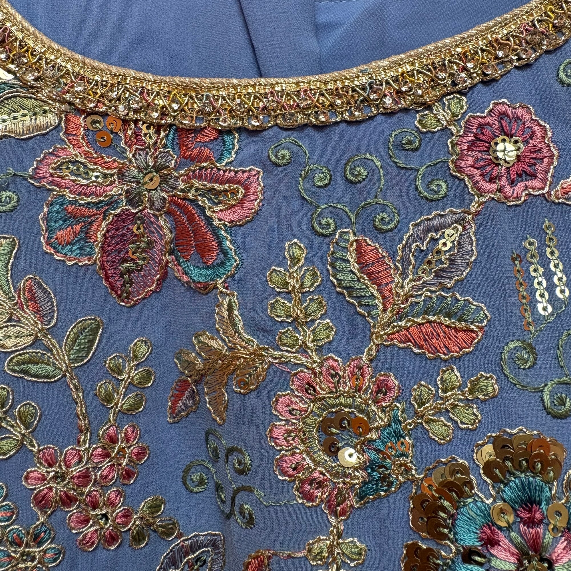 DT Long Top Embroidered Lehengas-3 Colors - Vintage India NYC