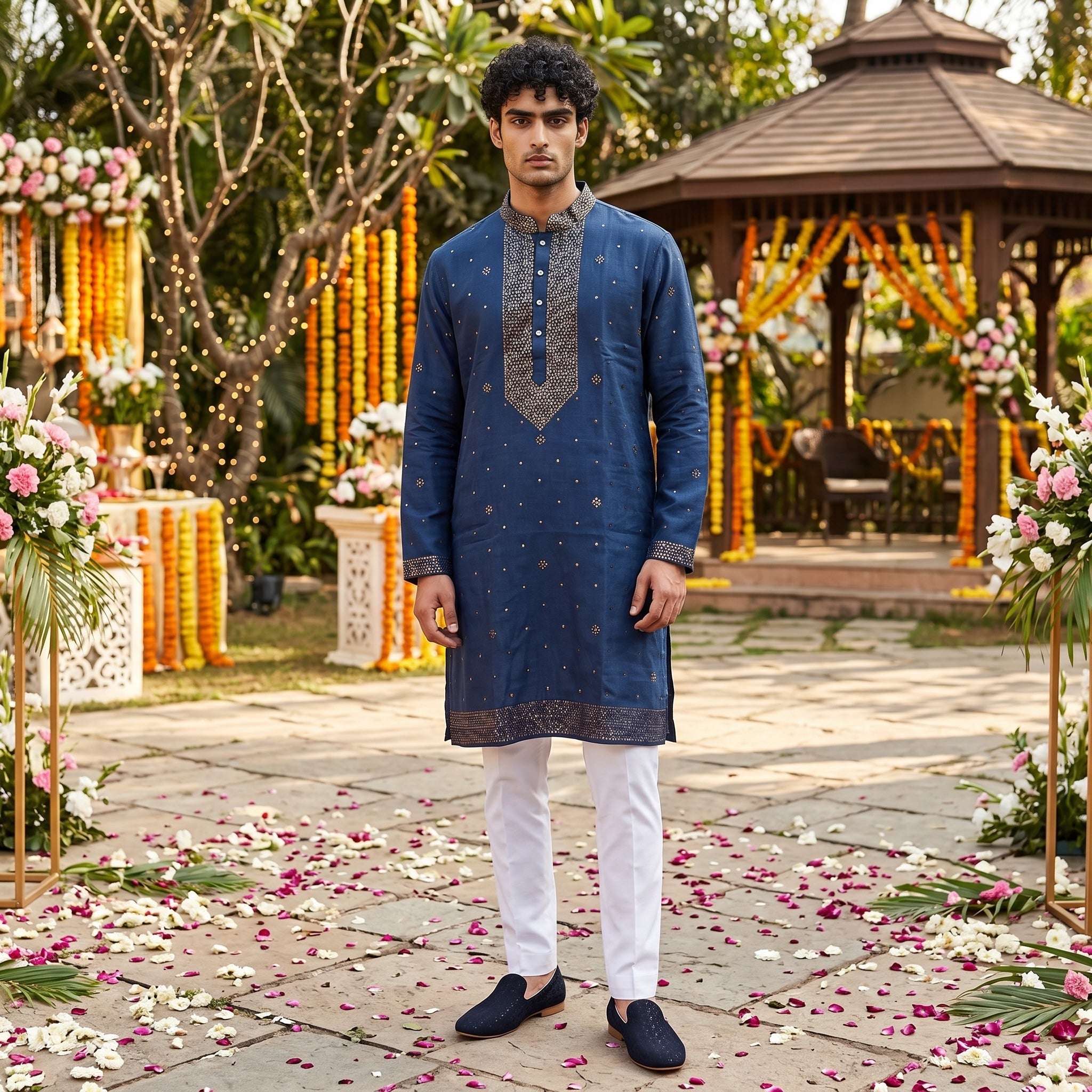 Blue Metallic Kurta
